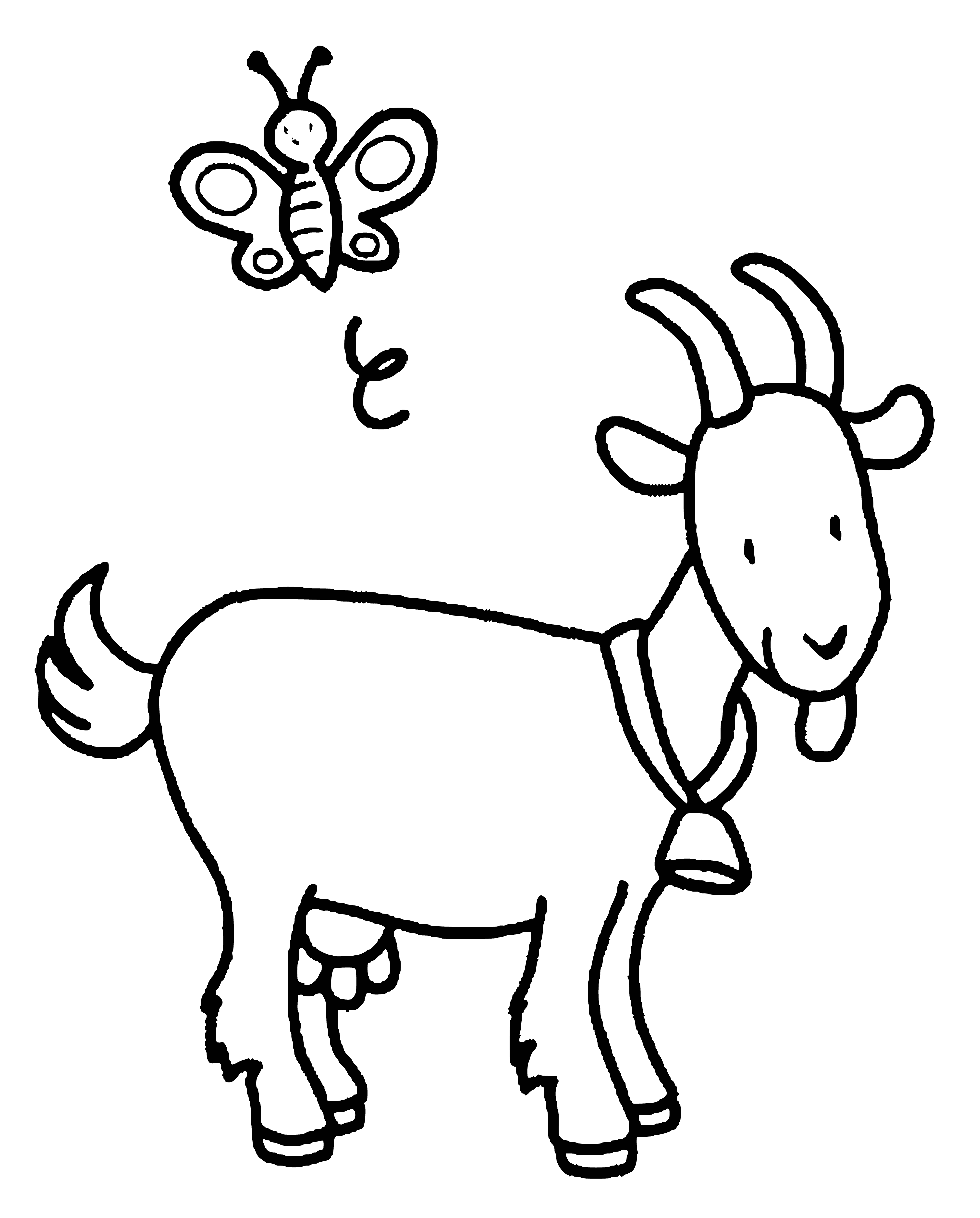 coloring page: Goat with bell around neck helps people keep track of it, or stops it from getting lost.