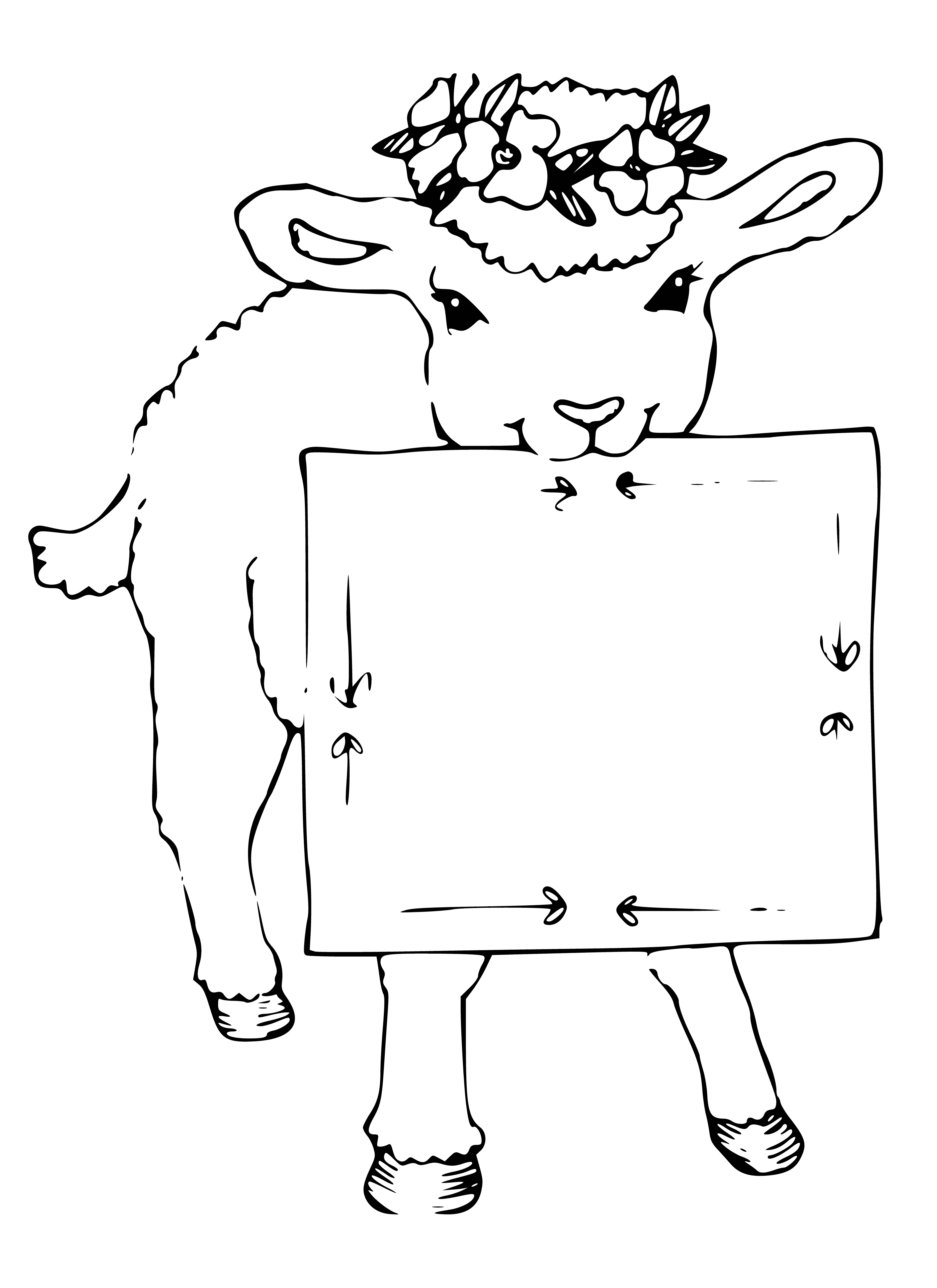 Sheep with an eyelid on its head coloring page