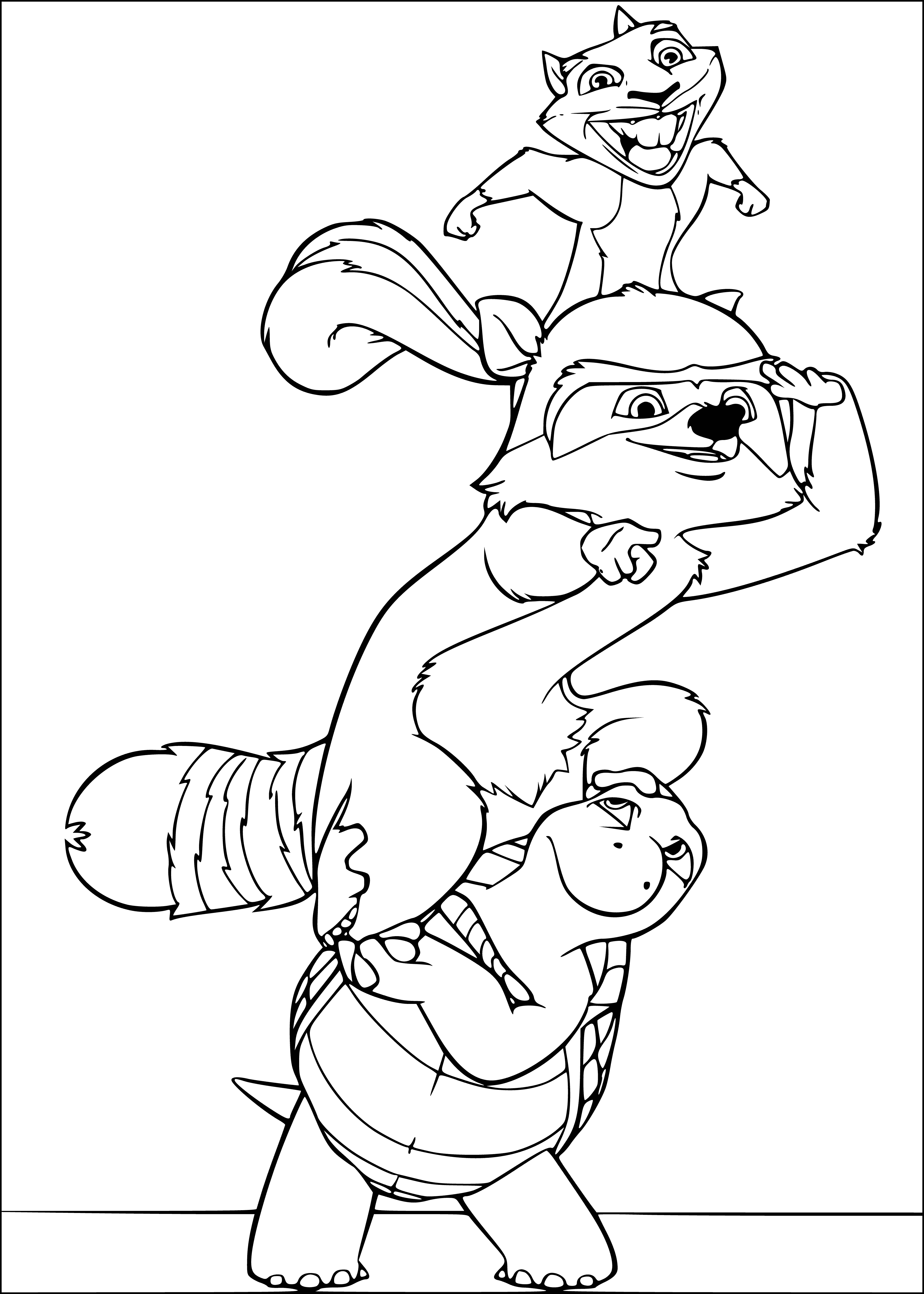 Turtle, Erjey and Hammie coloring page