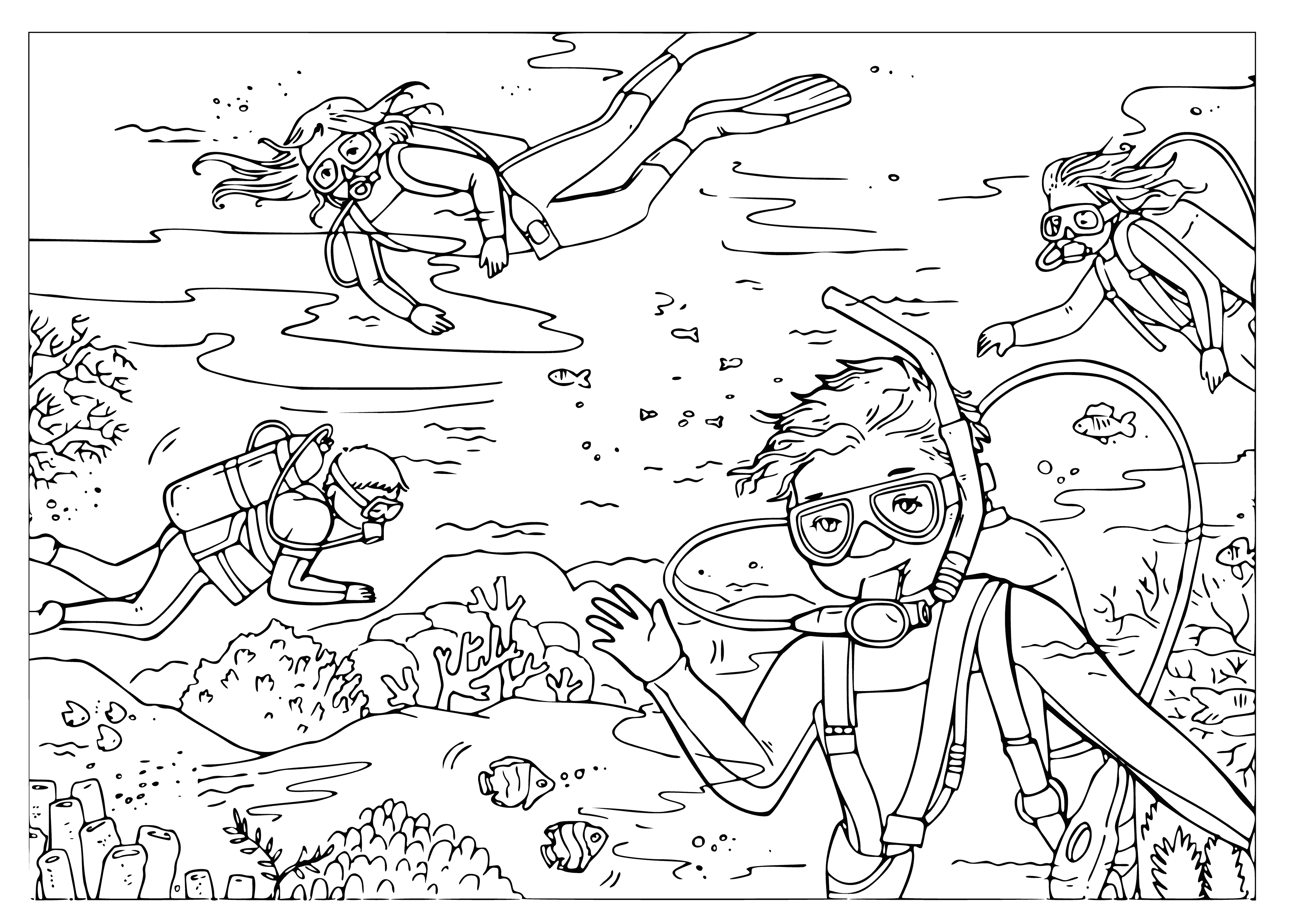 Diving coloring page