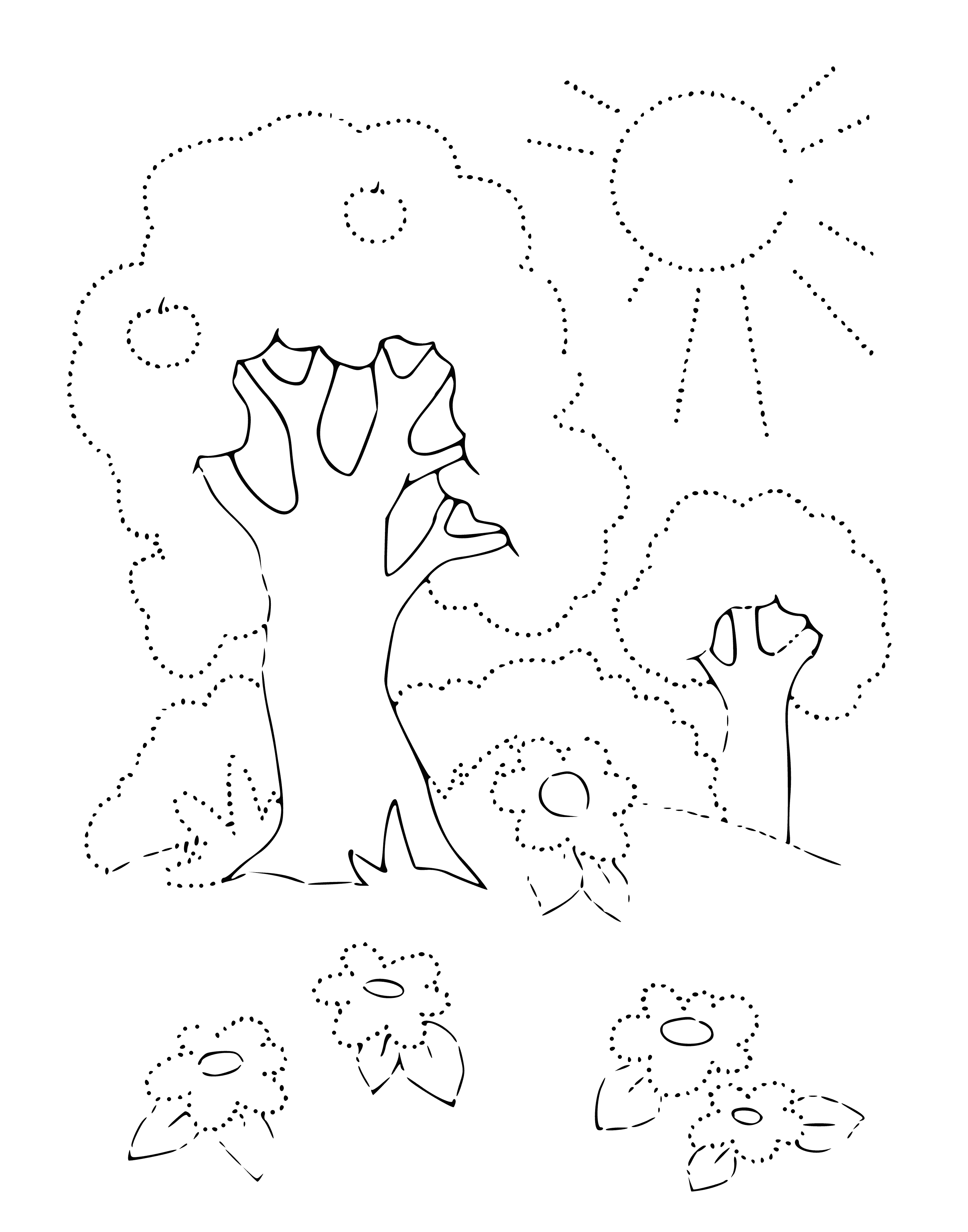 Trees in summer coloring page