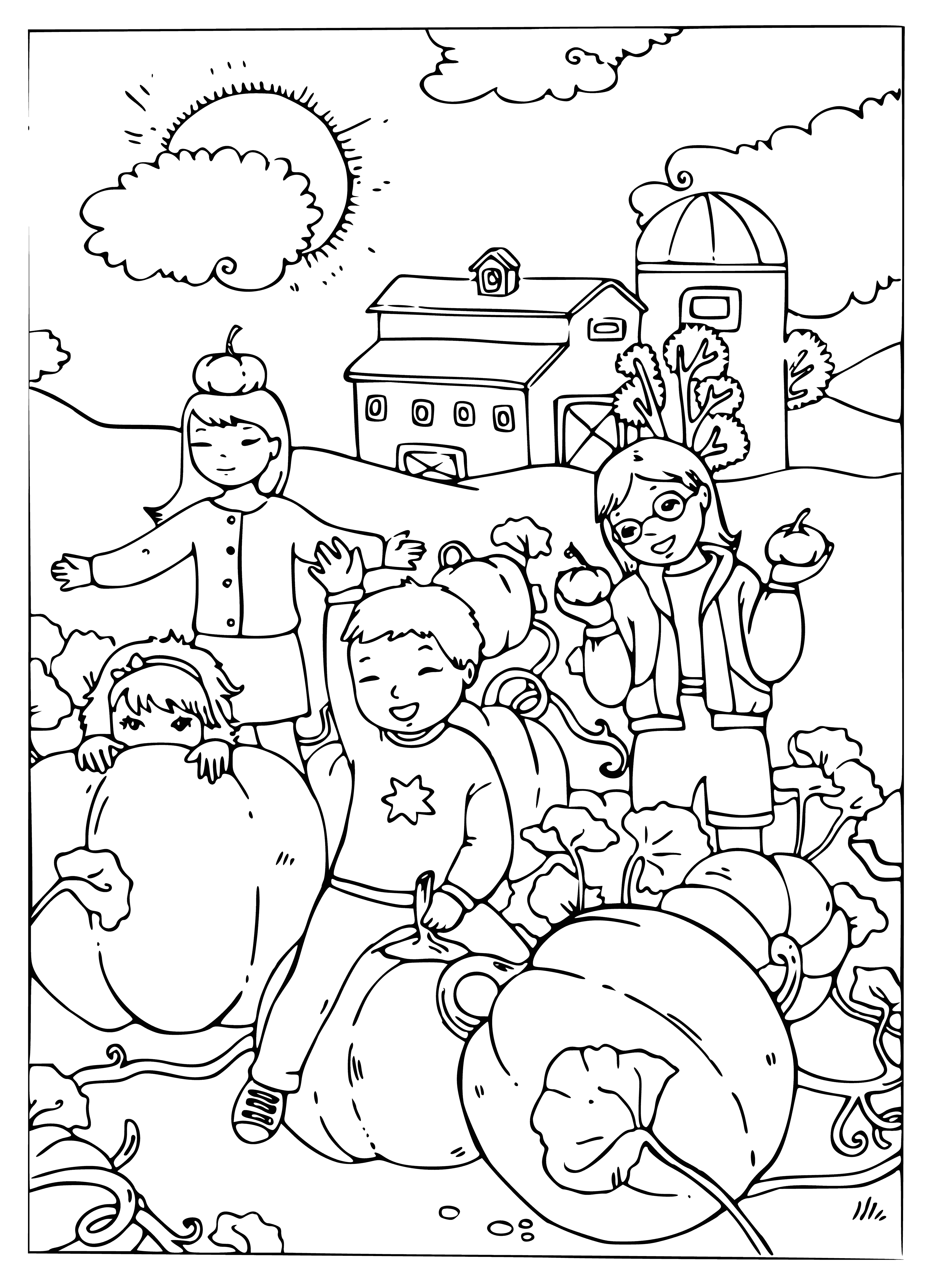 Pumpkin in the garden coloring page