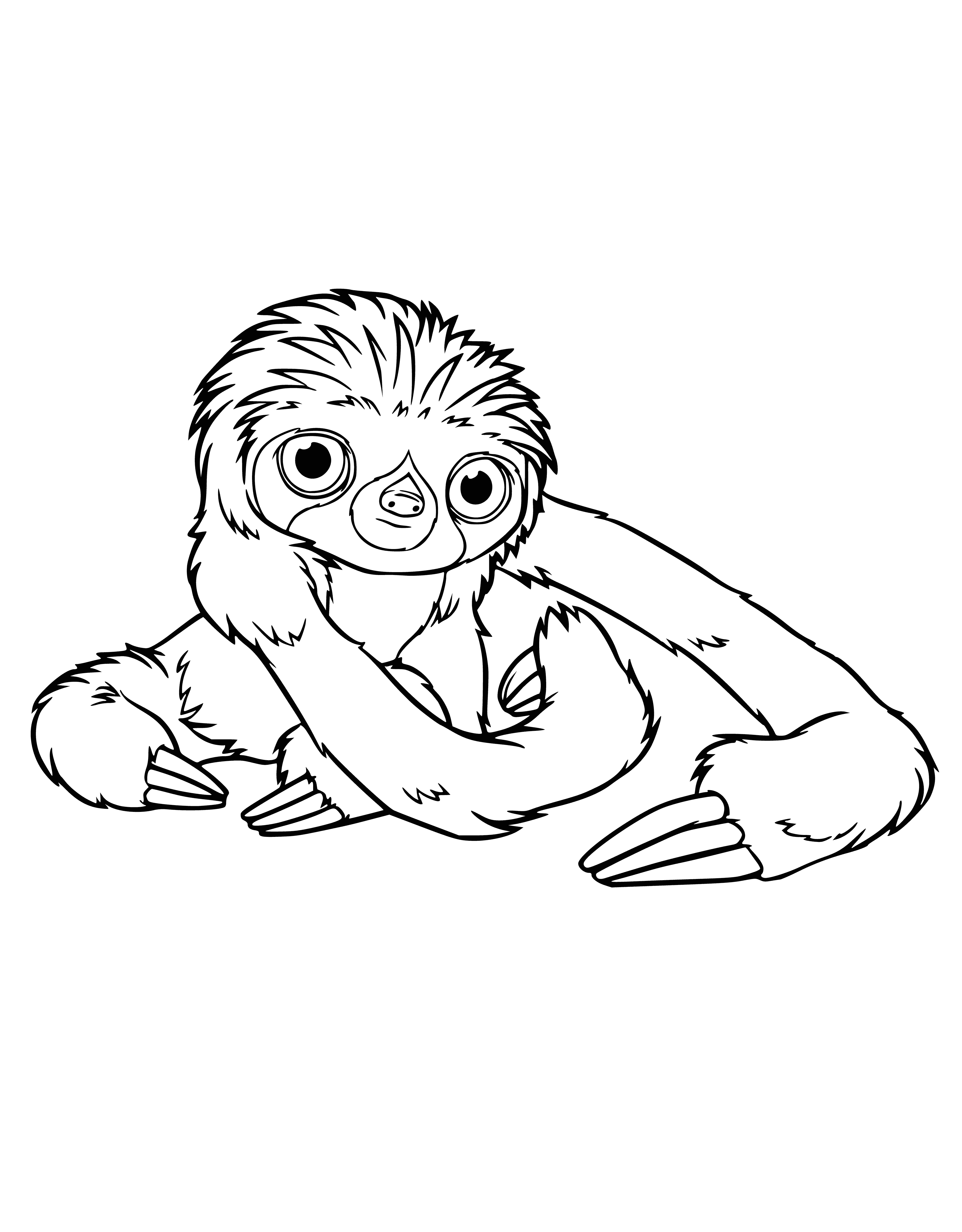 coloring page: A small pet w/fur mostly brown & white patches, black eyes & a long tail; known as the Croods' Sash - Pet of the Small.