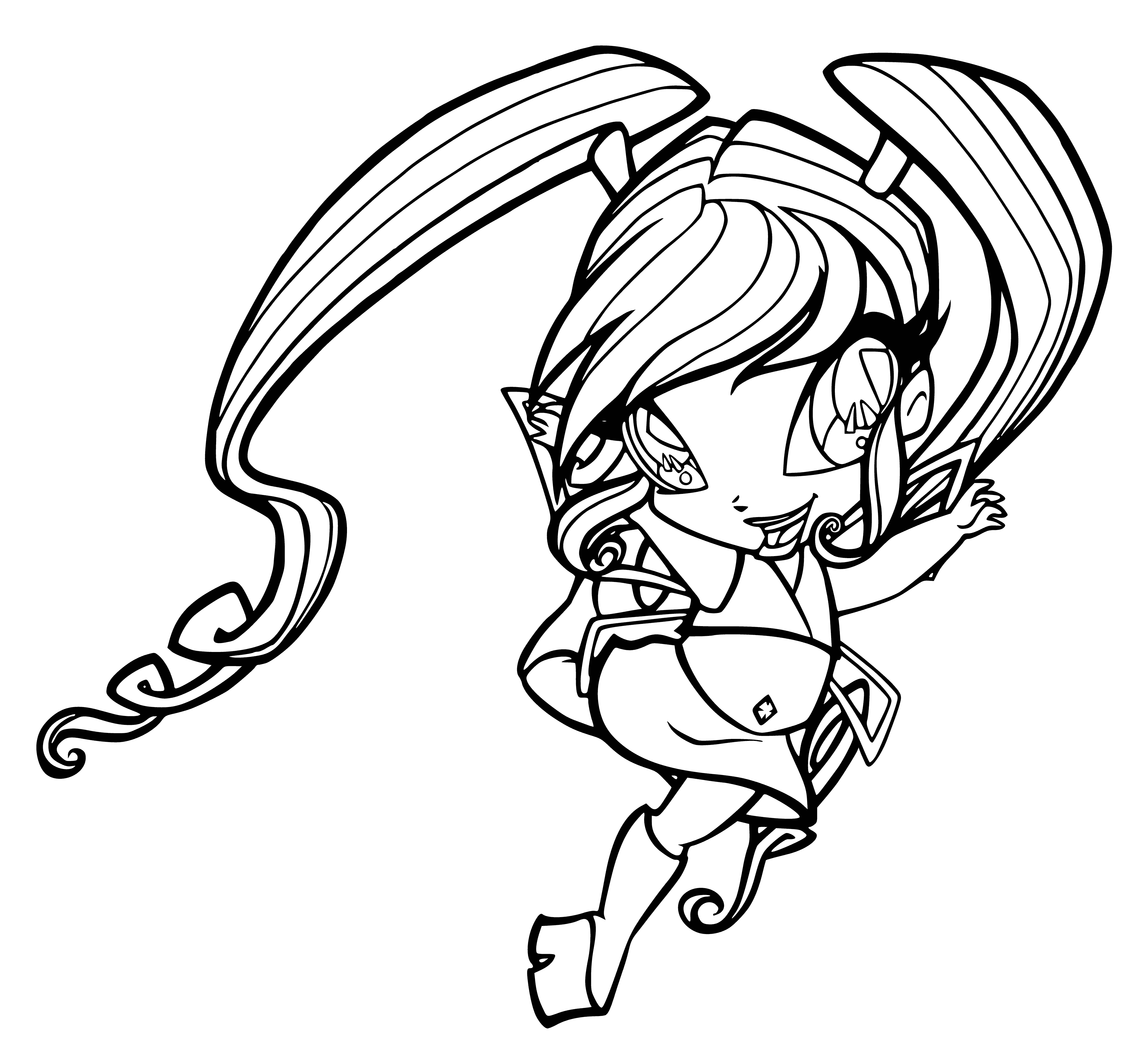 coloring page: Pixie Chatta: Mischievous fairy with infectious smile & big heart; always up for a challenge & ready to lend a hand in time of need.