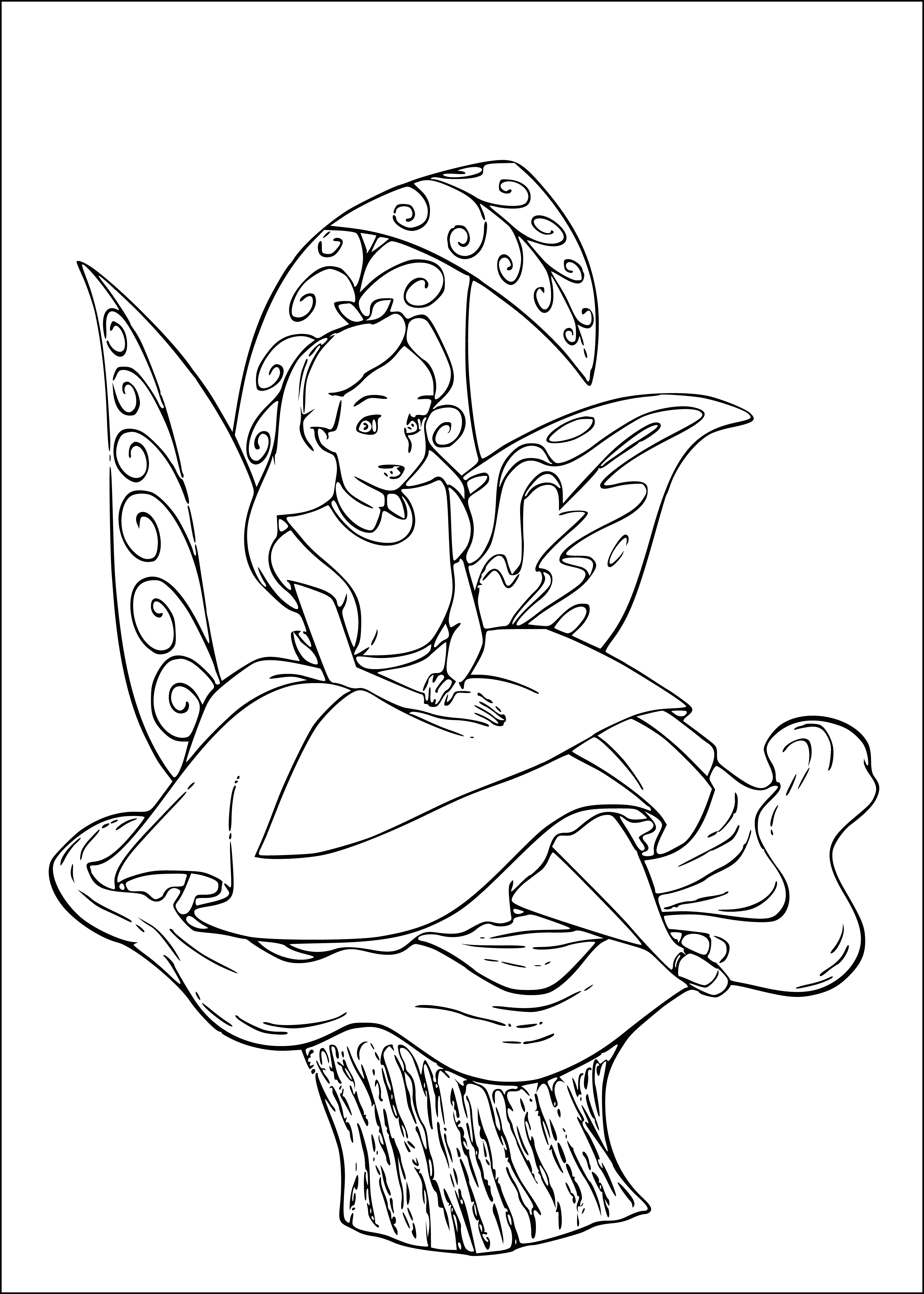 Alice on the Mushroom coloring page