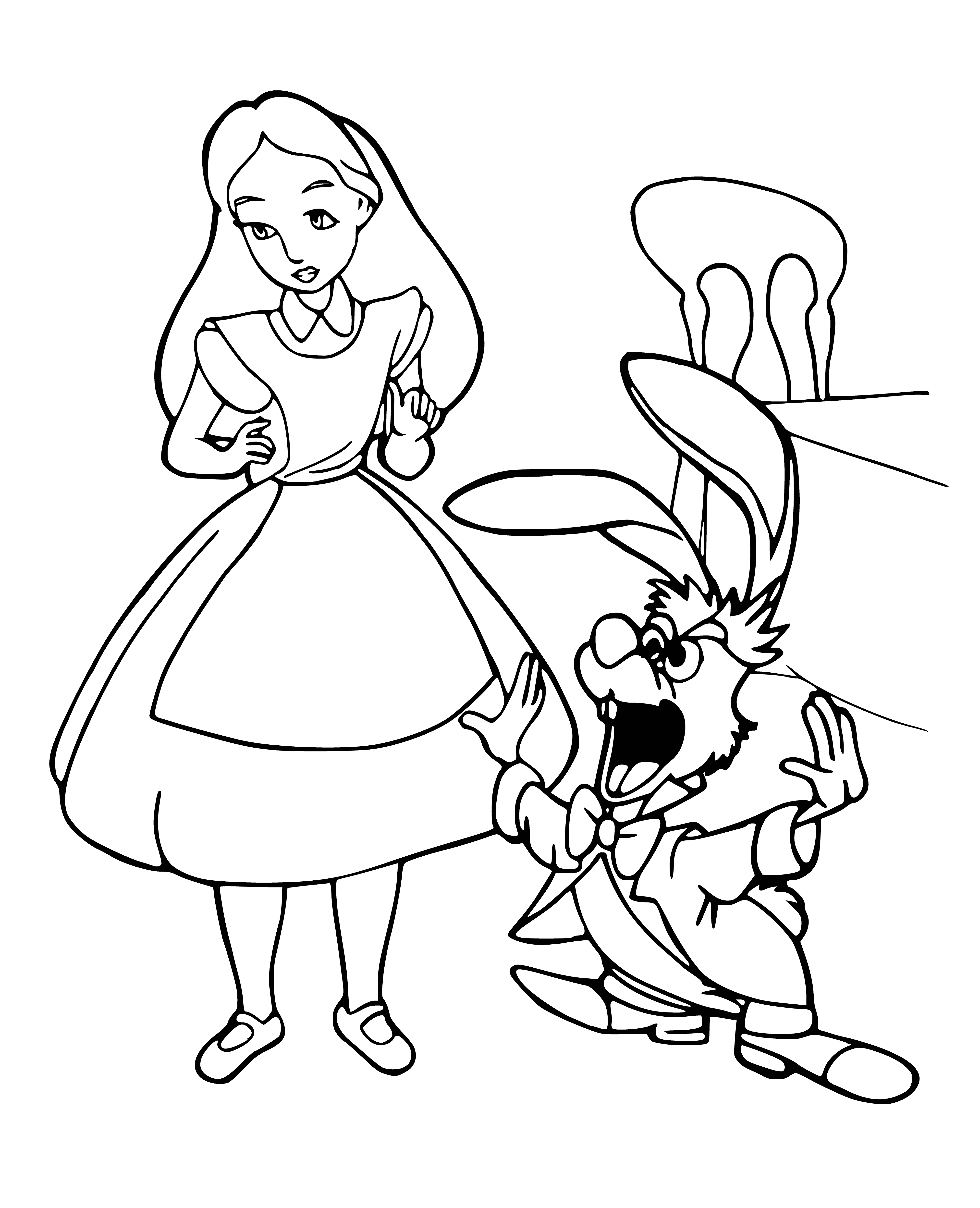 Alice and the March Hare coloring page