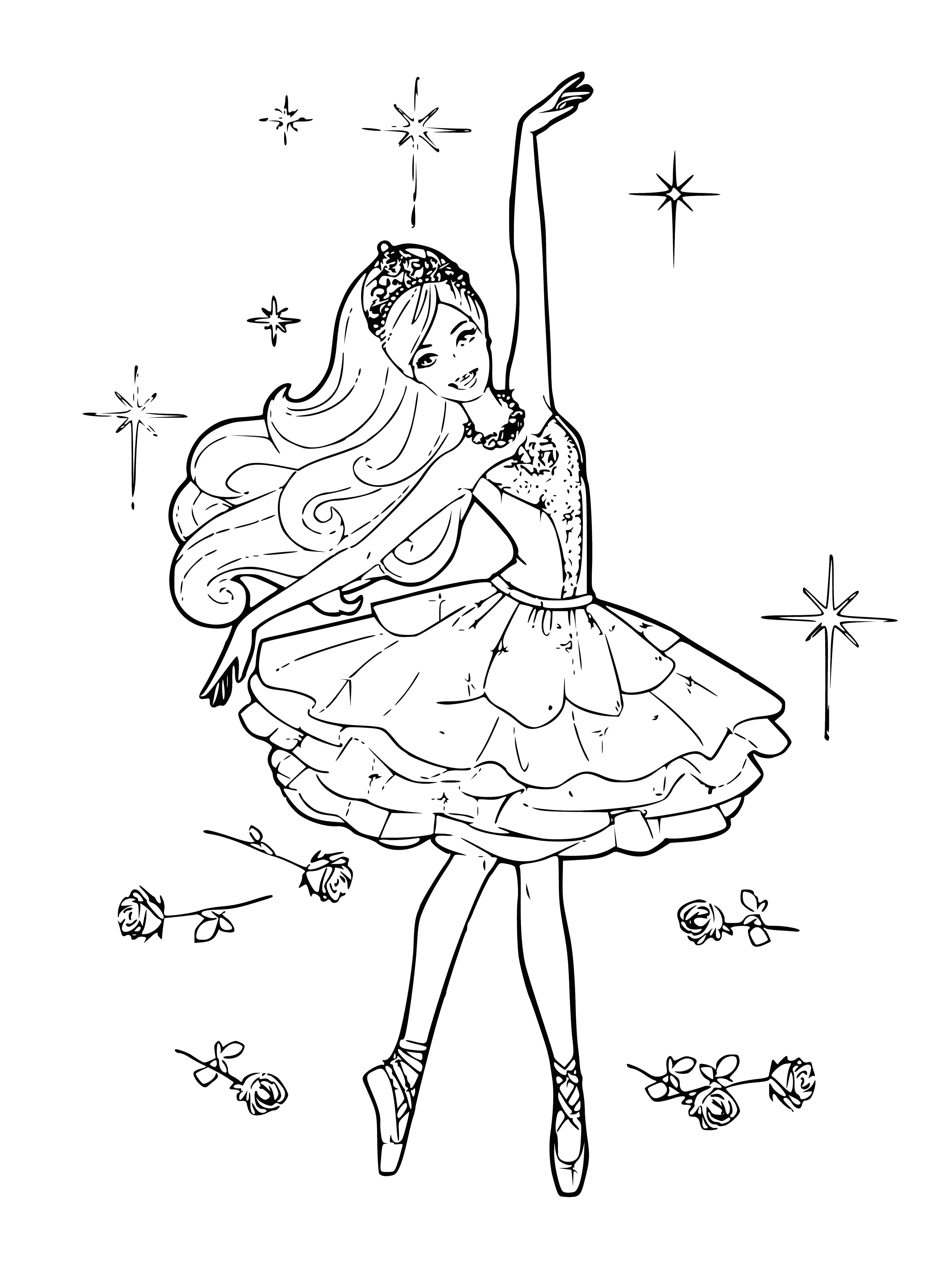 Ballerina Barbie on stage coloring page