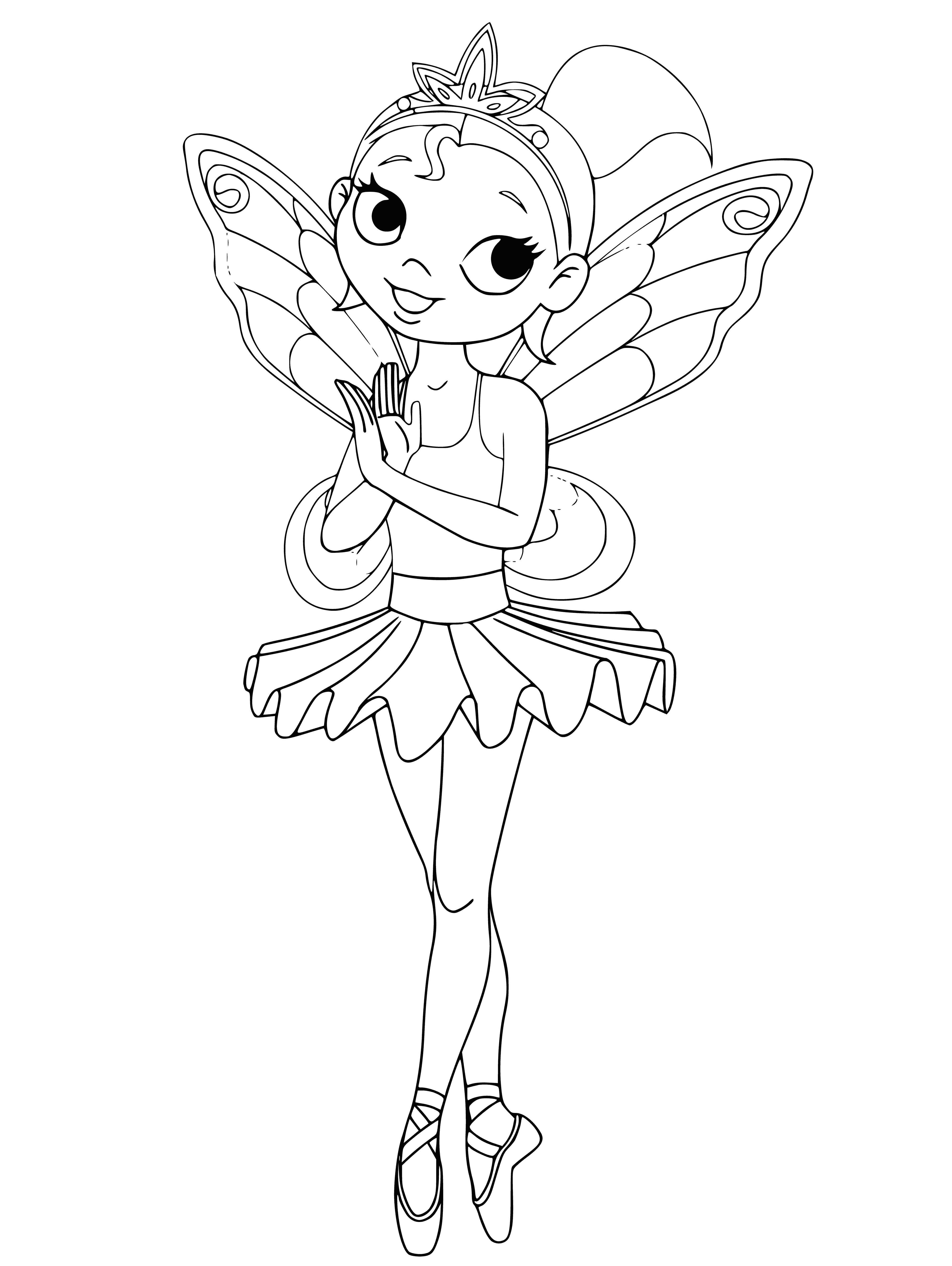 coloring page: Girl in coloring page dances gracefully in tutu, arms outstretched, head tilted back - happy and graceful. #dancing