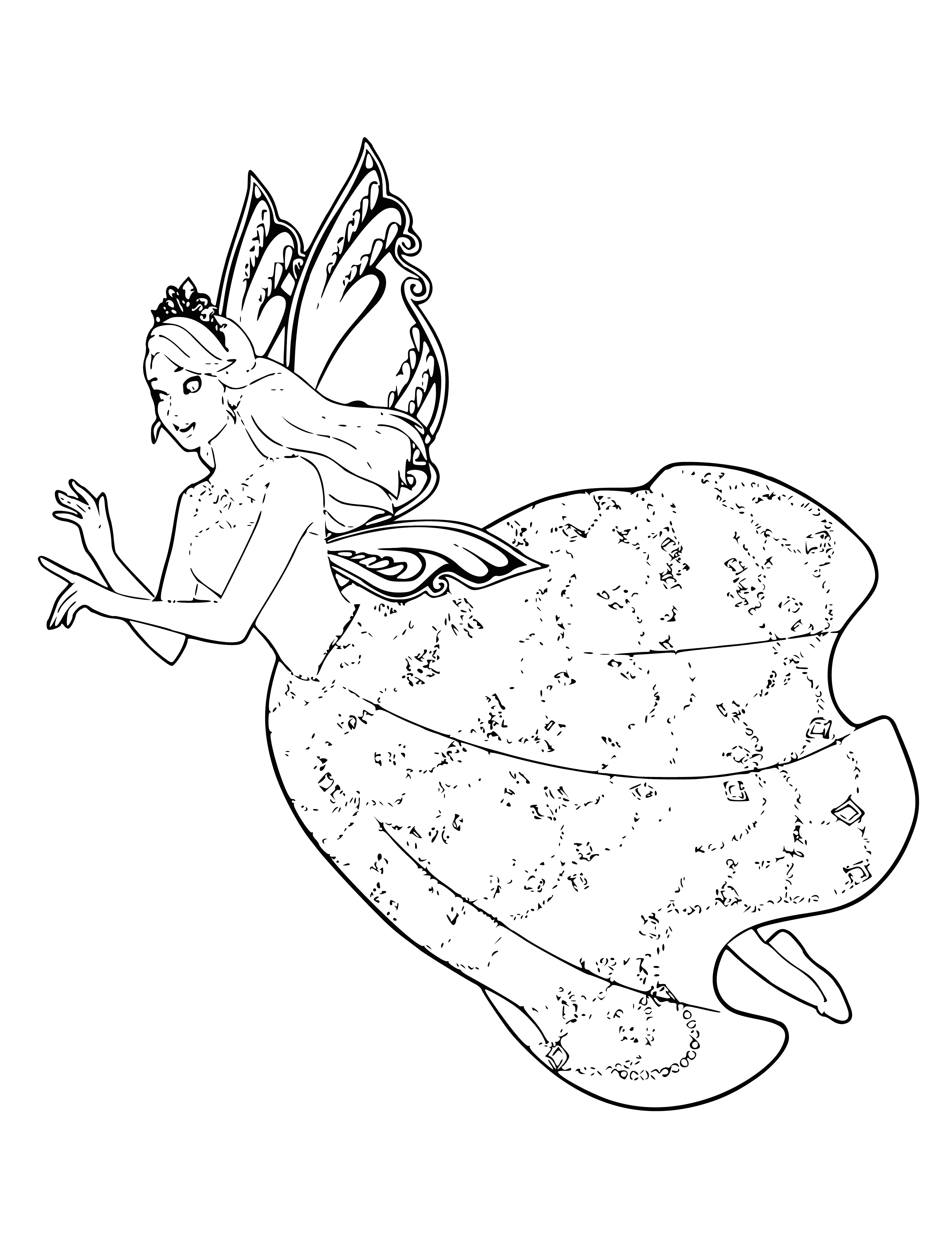 coloring page: Fairy Catania is a fairytale princess living in a magical valley where the sun always shines and the flowers never stop blooming.