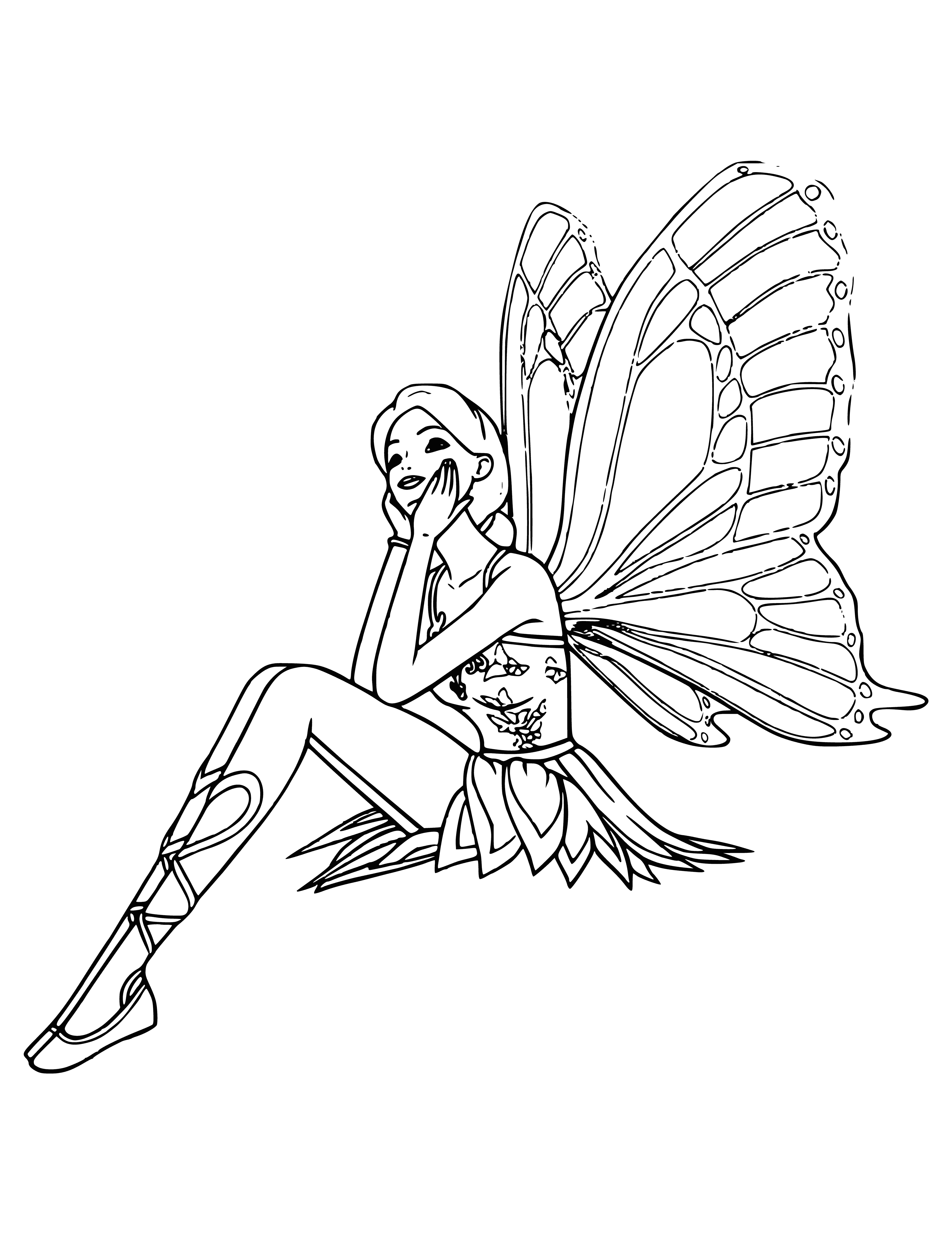 coloring page: Barbie ready to be a Fairy w/ glittery dress, wings, updo, & fairy dust wand: ready to sprinkle magic wherever she goes! #DreamBig #FairyMagic