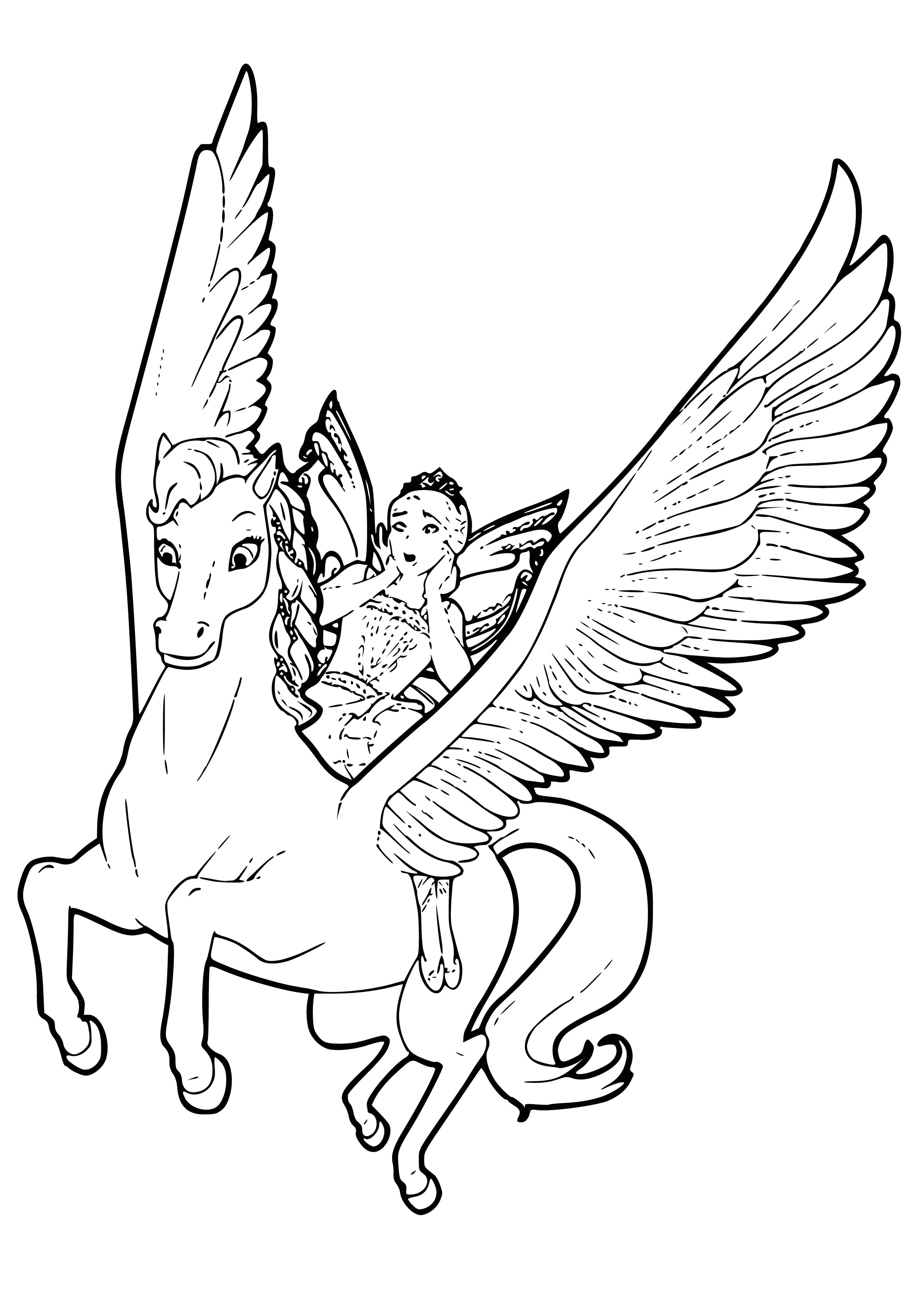 coloring page: Barbie Fairy rides a pink-dressed horse with wand in hand! #DreamBig #BeYou