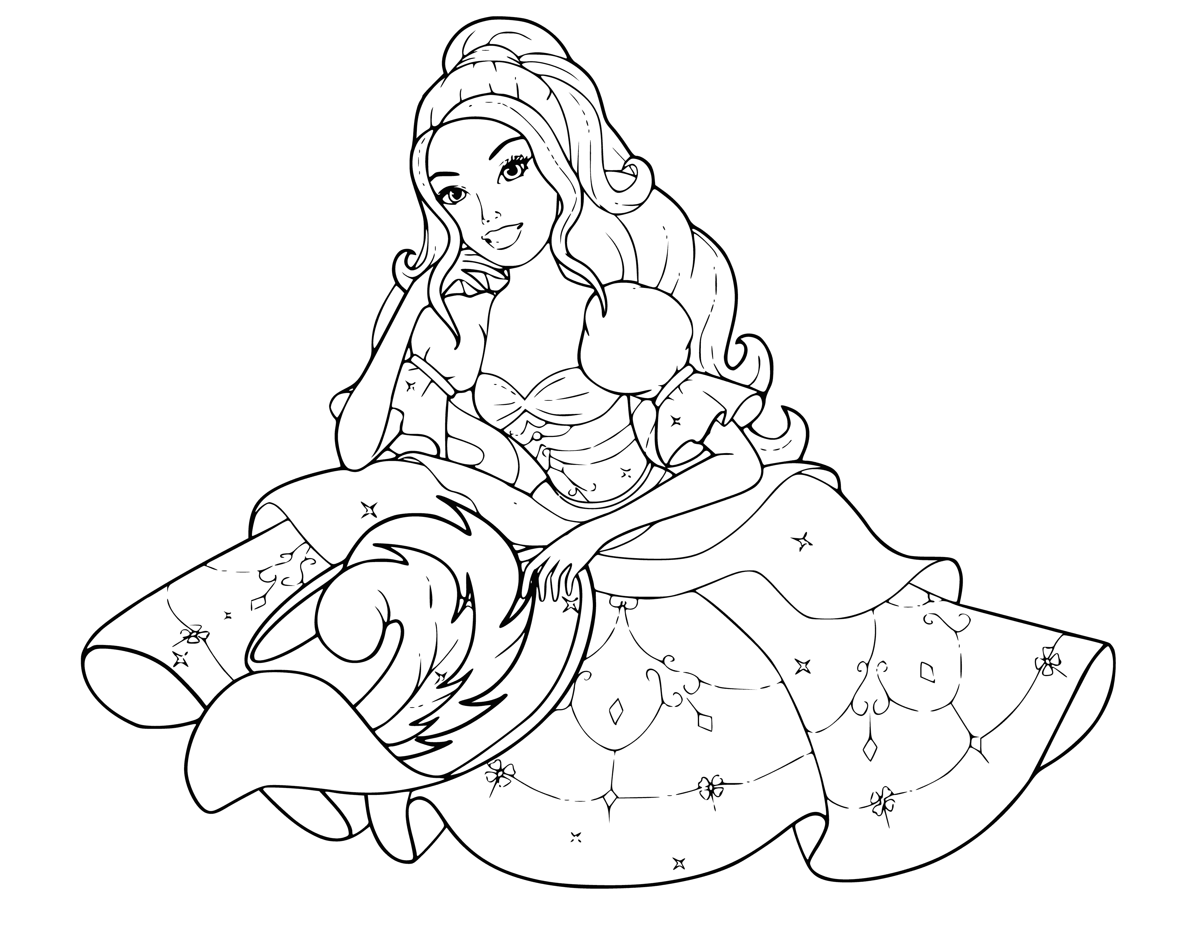 Barbie. Corinne sits with a hat in his hand coloring page