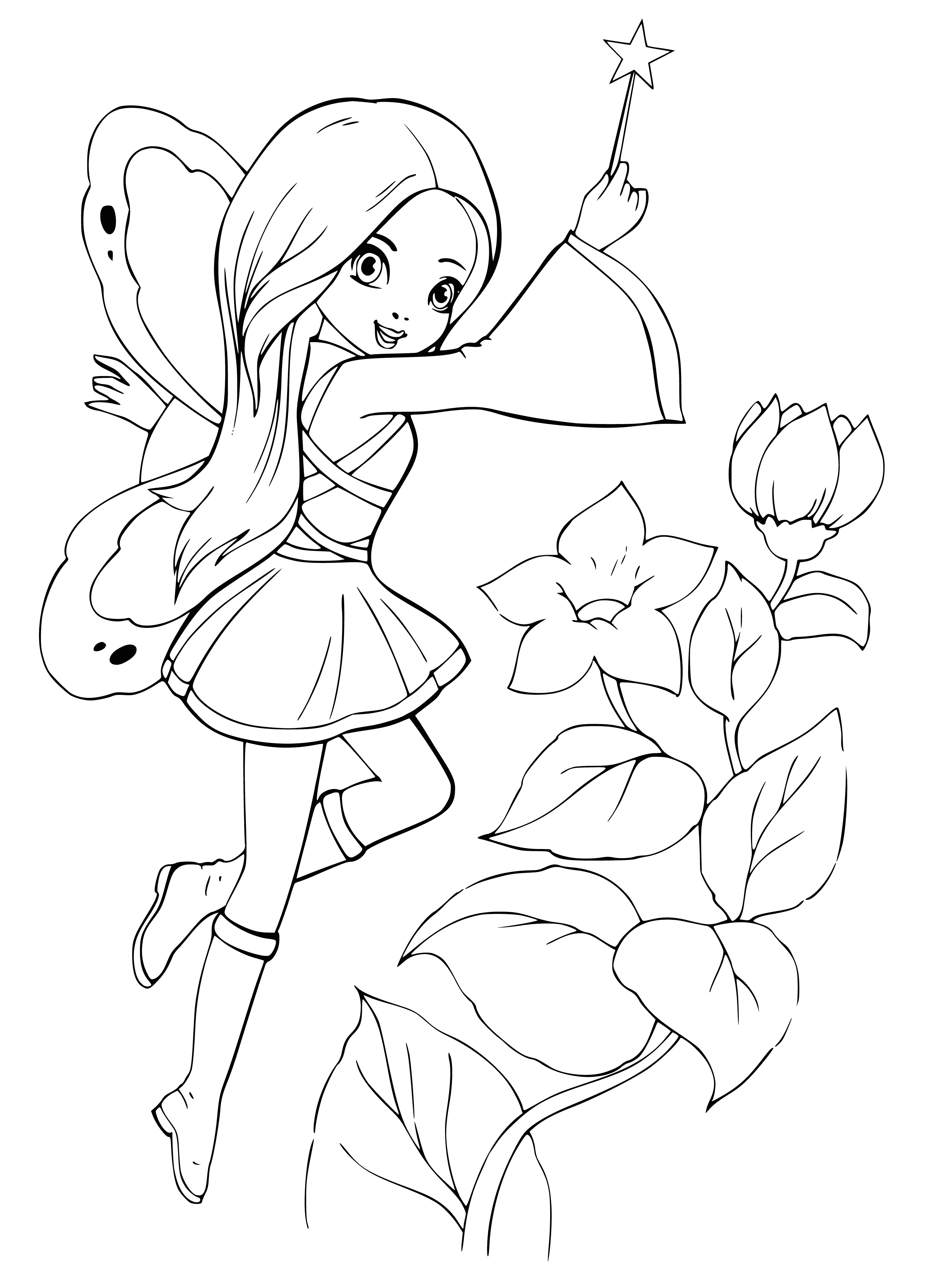 Fairy with a magic wand coloring page