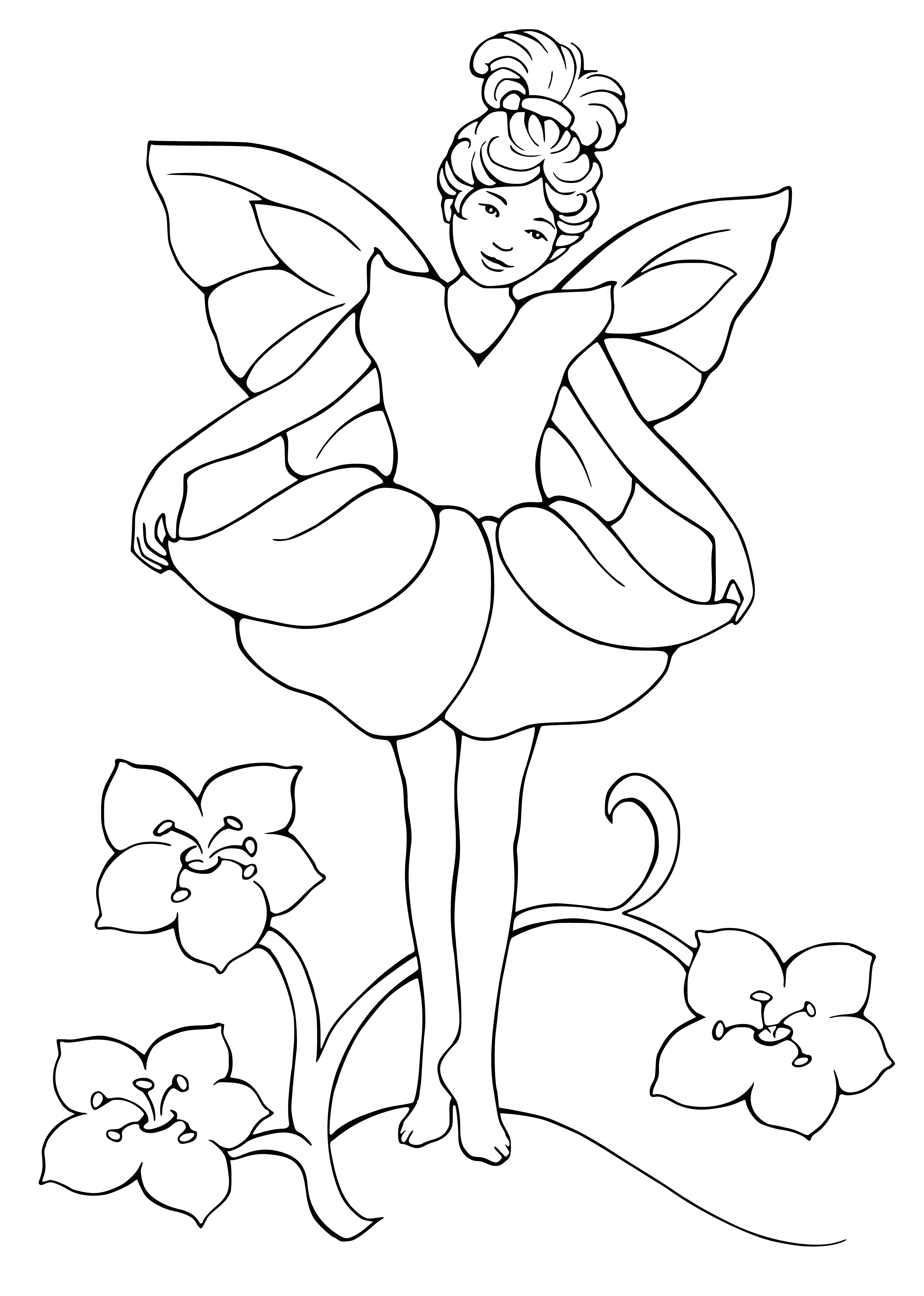 Fairy of flowers coloring page