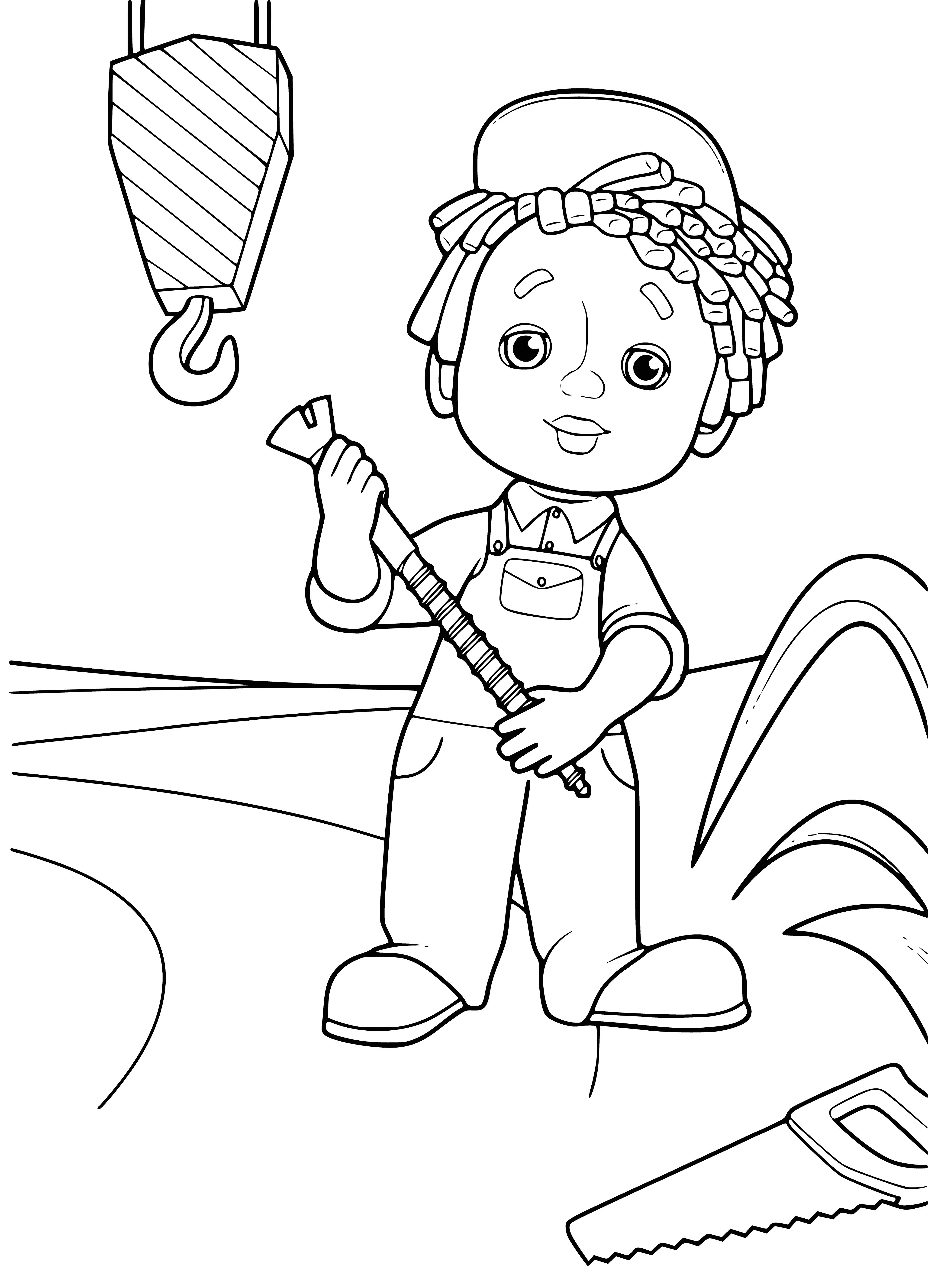 coloring page: Small animals rejoice as large dragon holds ball in commanding yet friendly presence.