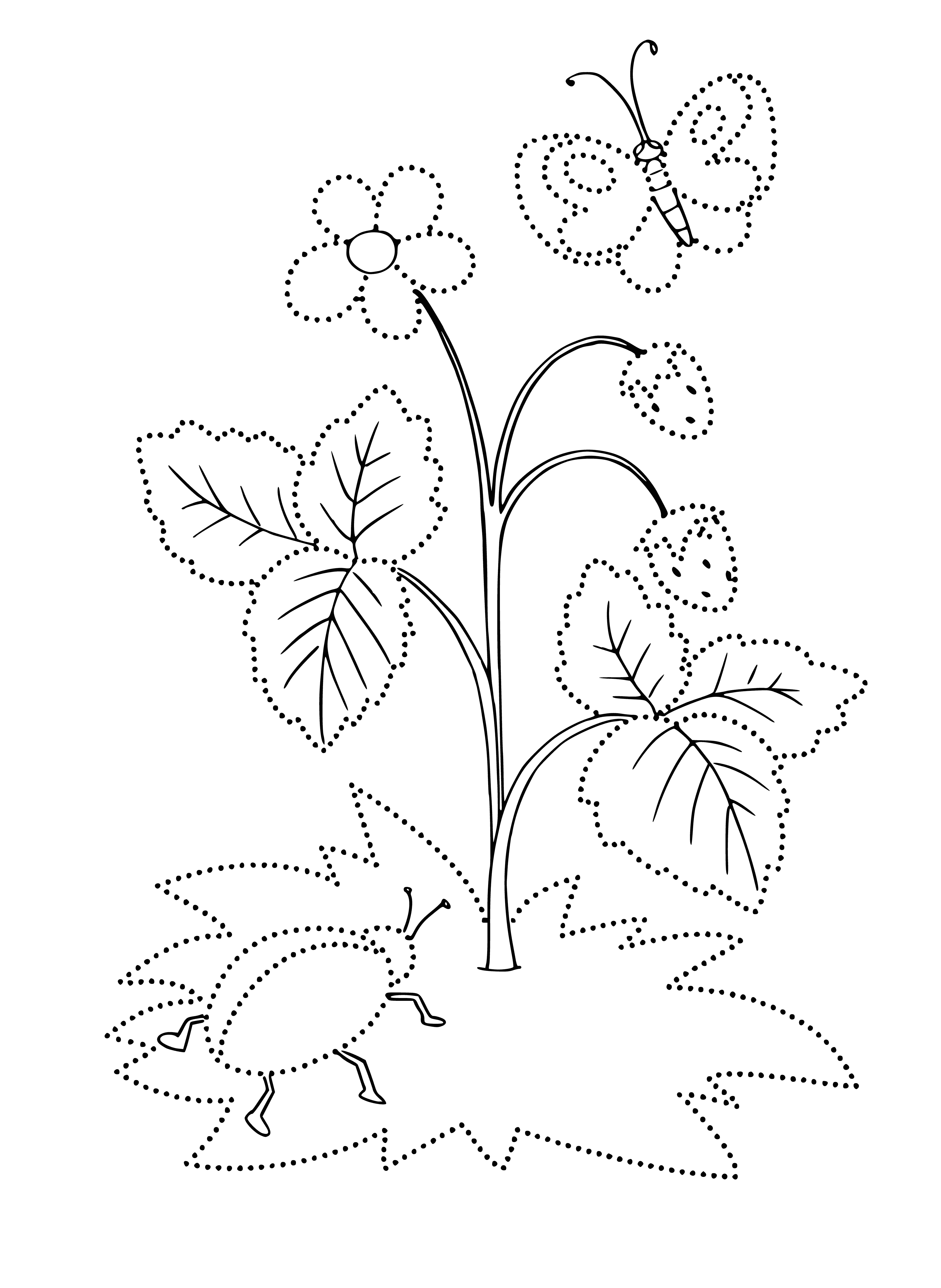 coloring page: Small, red fruit with green stem, slightly wrinkled w/ small seeds on surface.