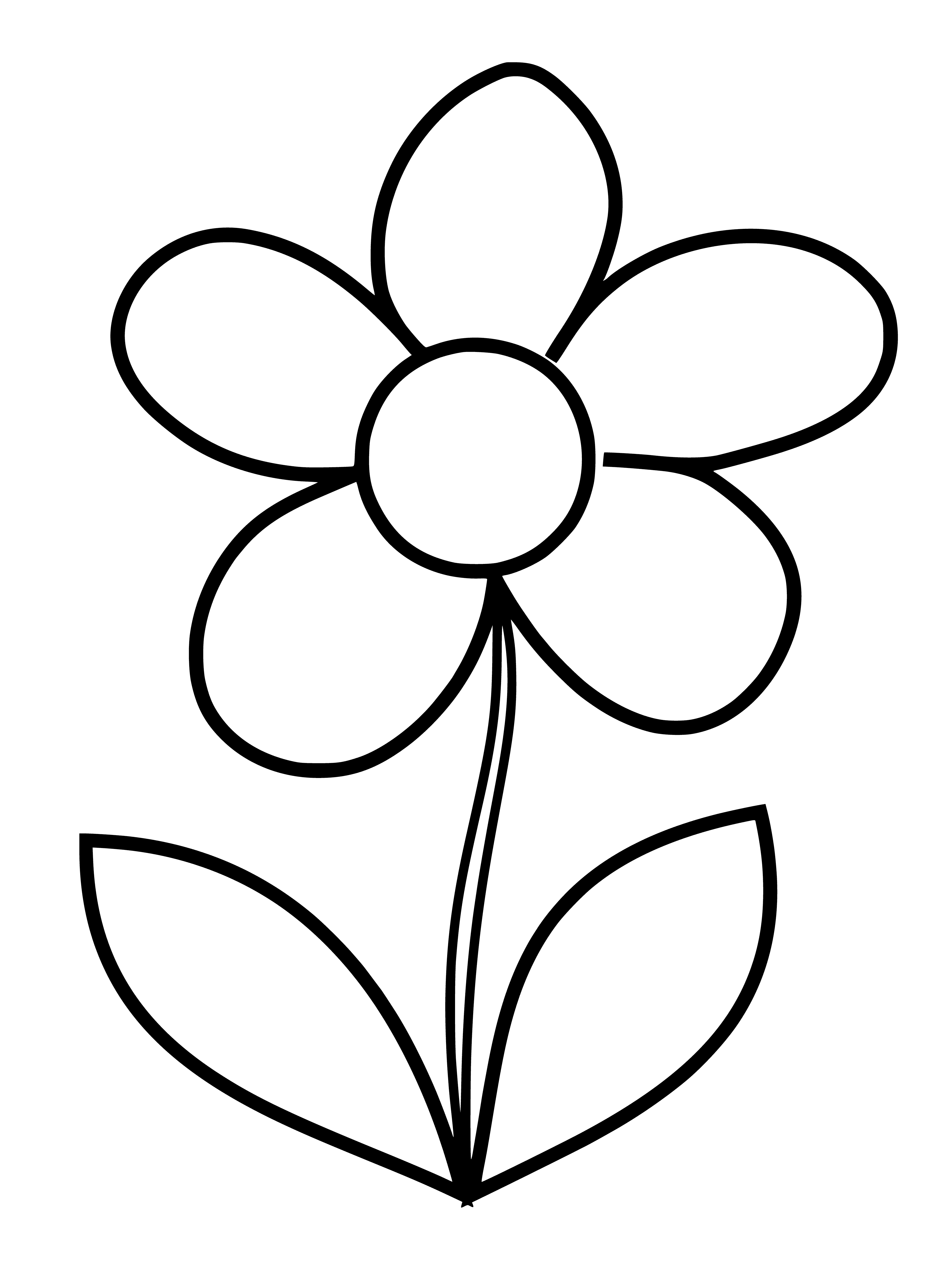 coloring page: A close-up of a flower with yellow center, red/orange petals, & green leaves. #flower #nature