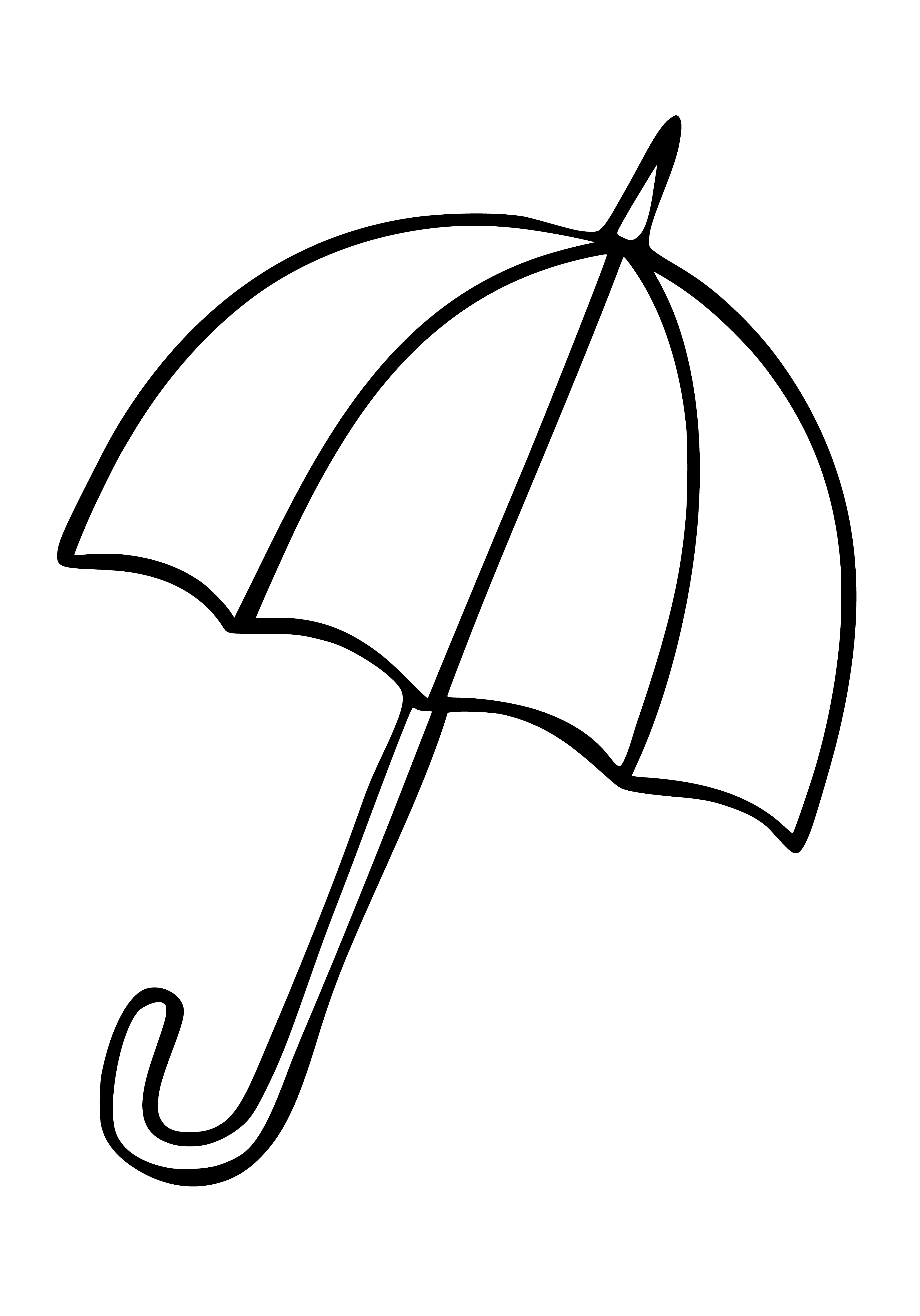 coloring page: Coloring pg for 3 yrs. old with umbrella & rainbows & stars falling from sky. #imagination #childplay #coloring #rainbow #umbrella