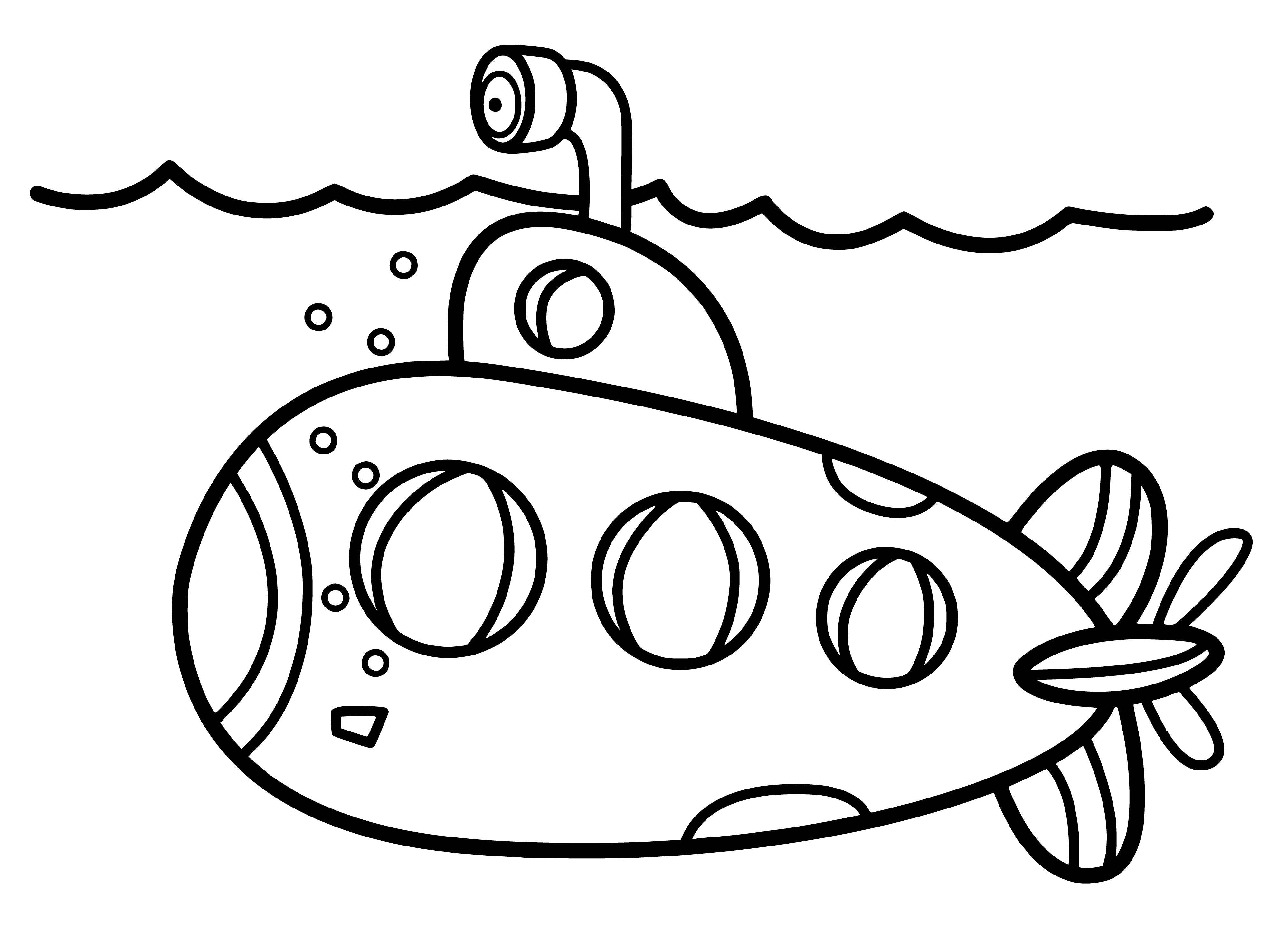 Duikboot inkleurbladsy
