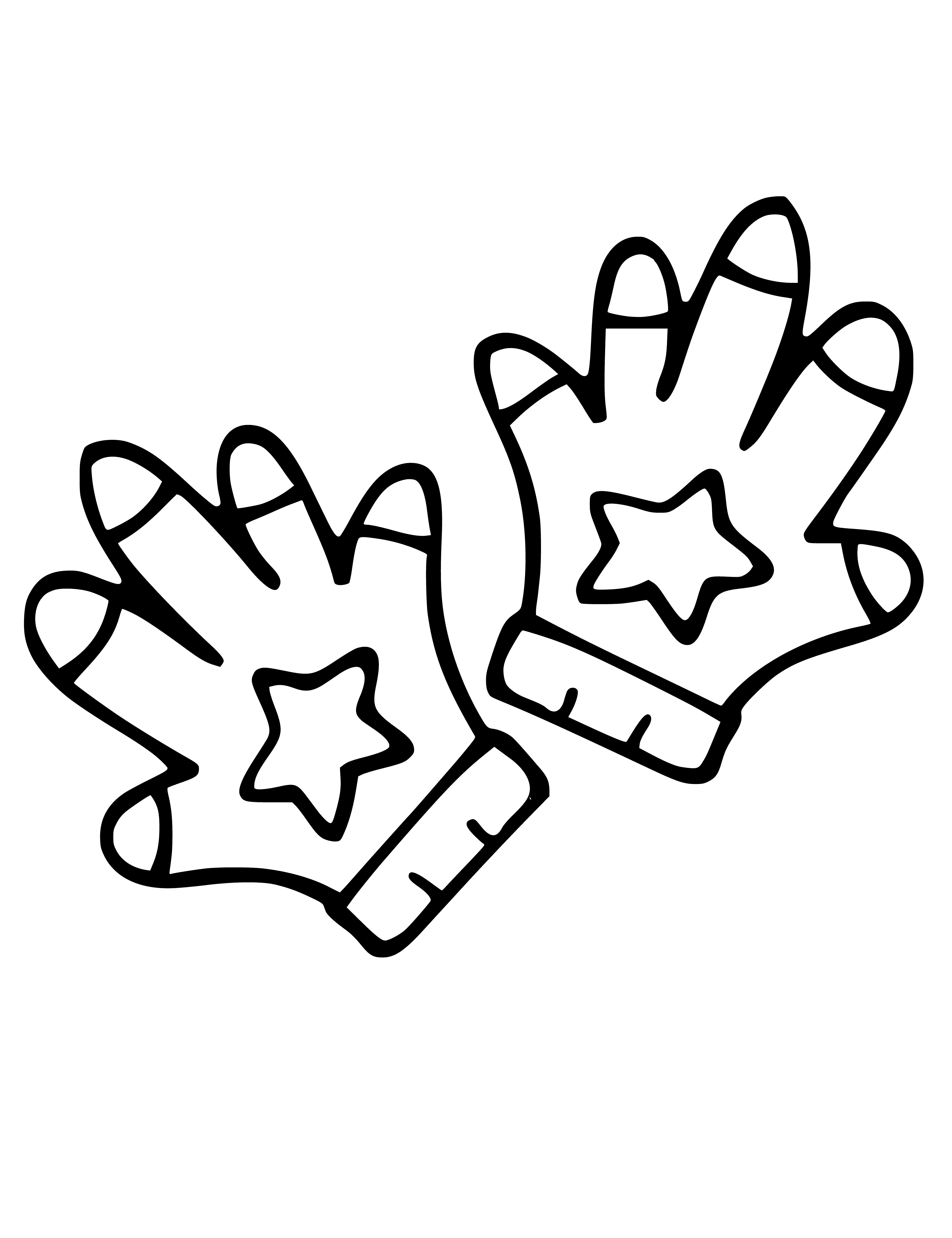 coloring page: 2 coloring pages of green & pink gloves w/ hearts for 3-yr-olds. Fun way to teach colors & shapes!