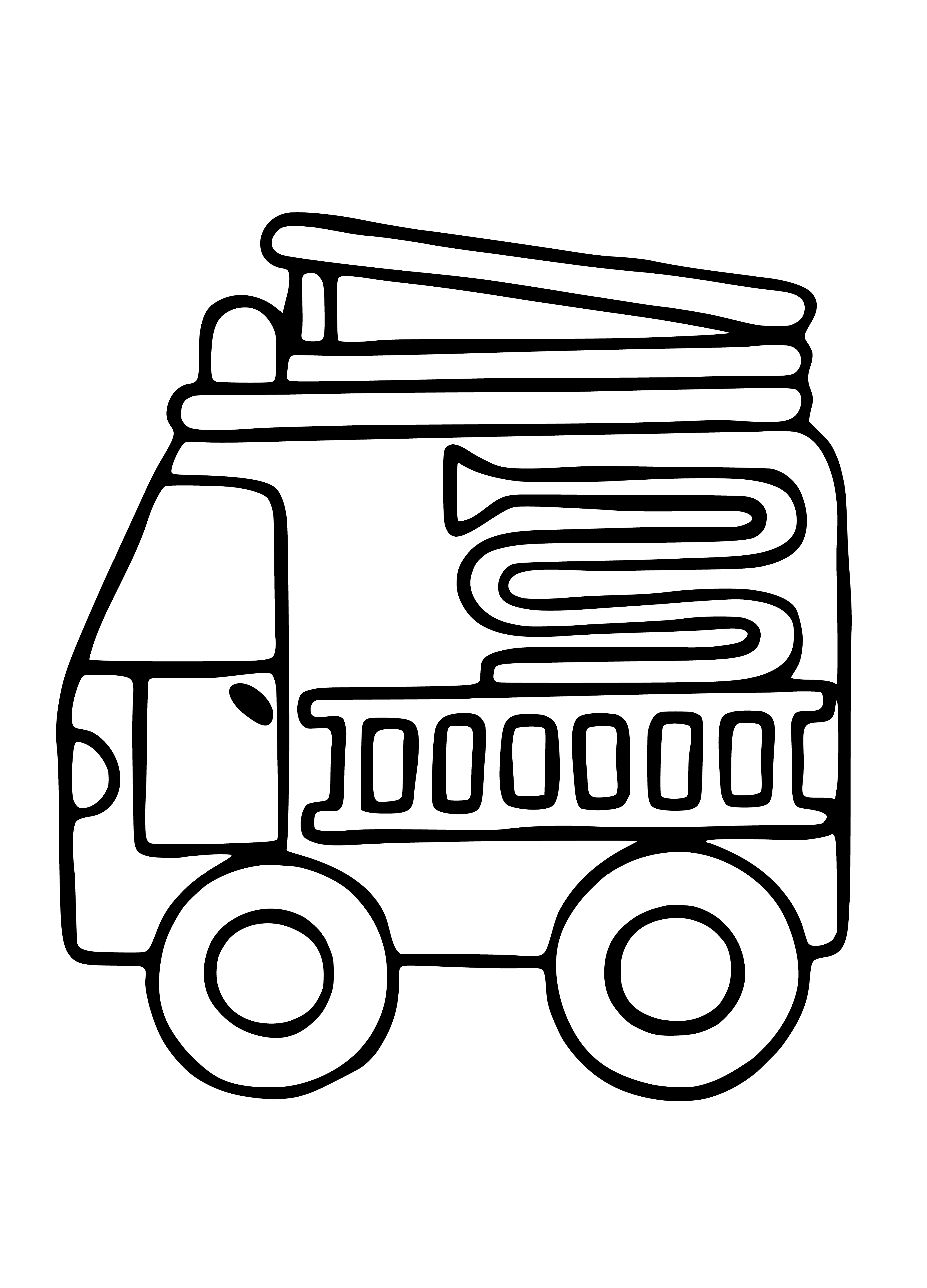coloring page: Fire engine speeds down road, siren blaring, lights flashing; children wave excitedly.