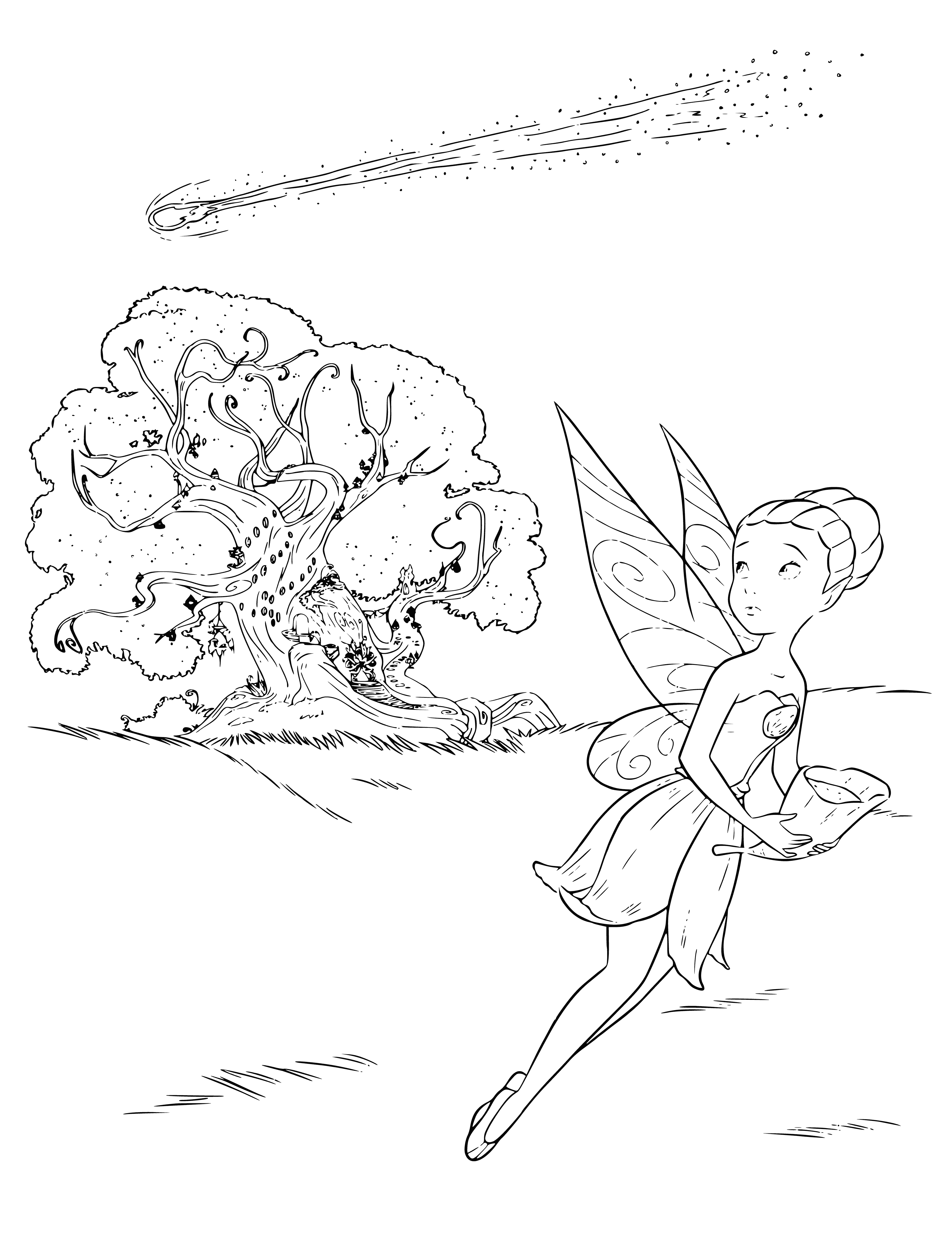 Iridessa saw a comet in the sky coloring page