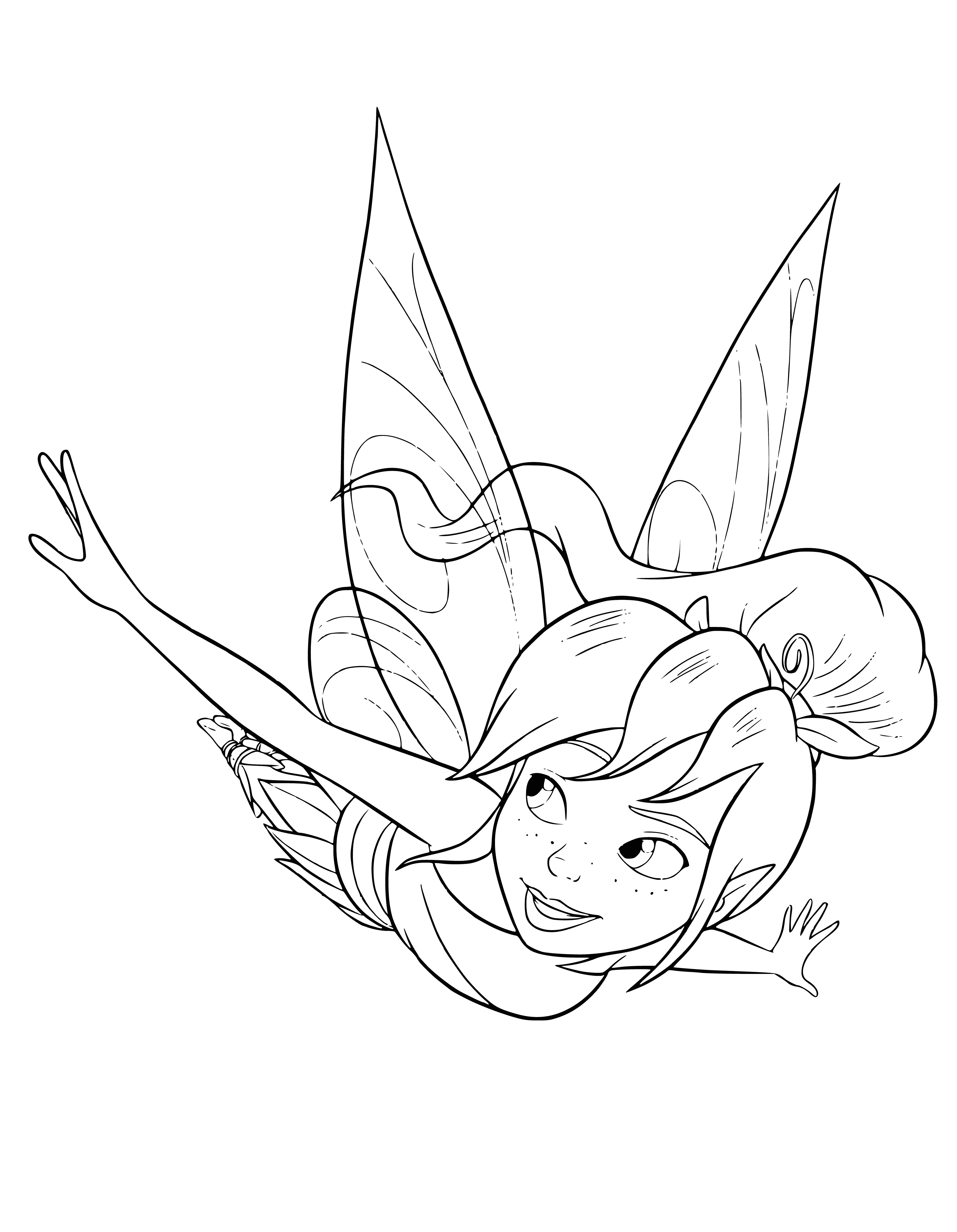 Fairy fauna in flight coloring page