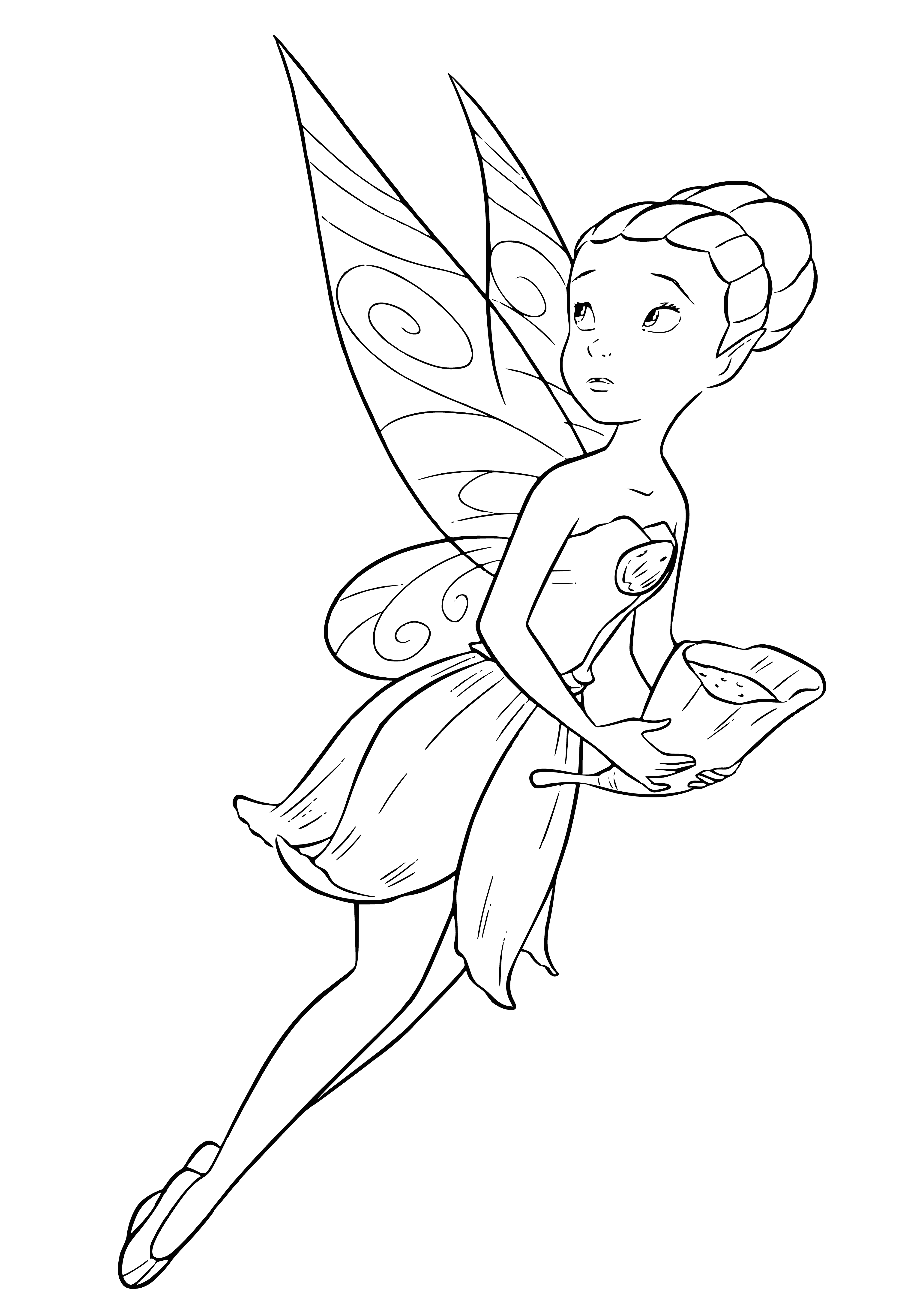 coloring page: Peaceful beast glowing with mysterious light as a small, winged creature tend to it.