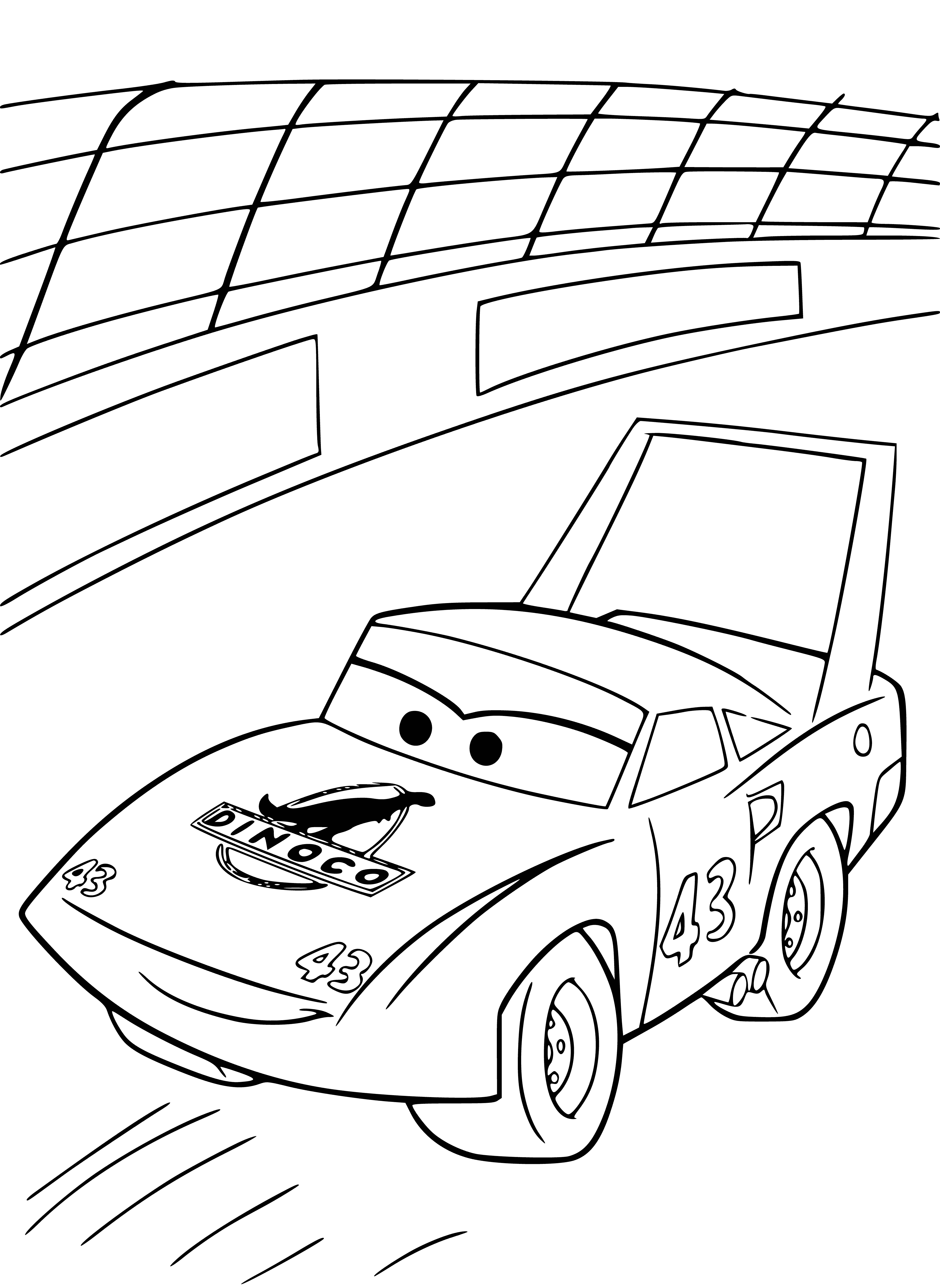 coloring page: Players race cars around a track, first one to go without crashing wins. #racing #blueskygames