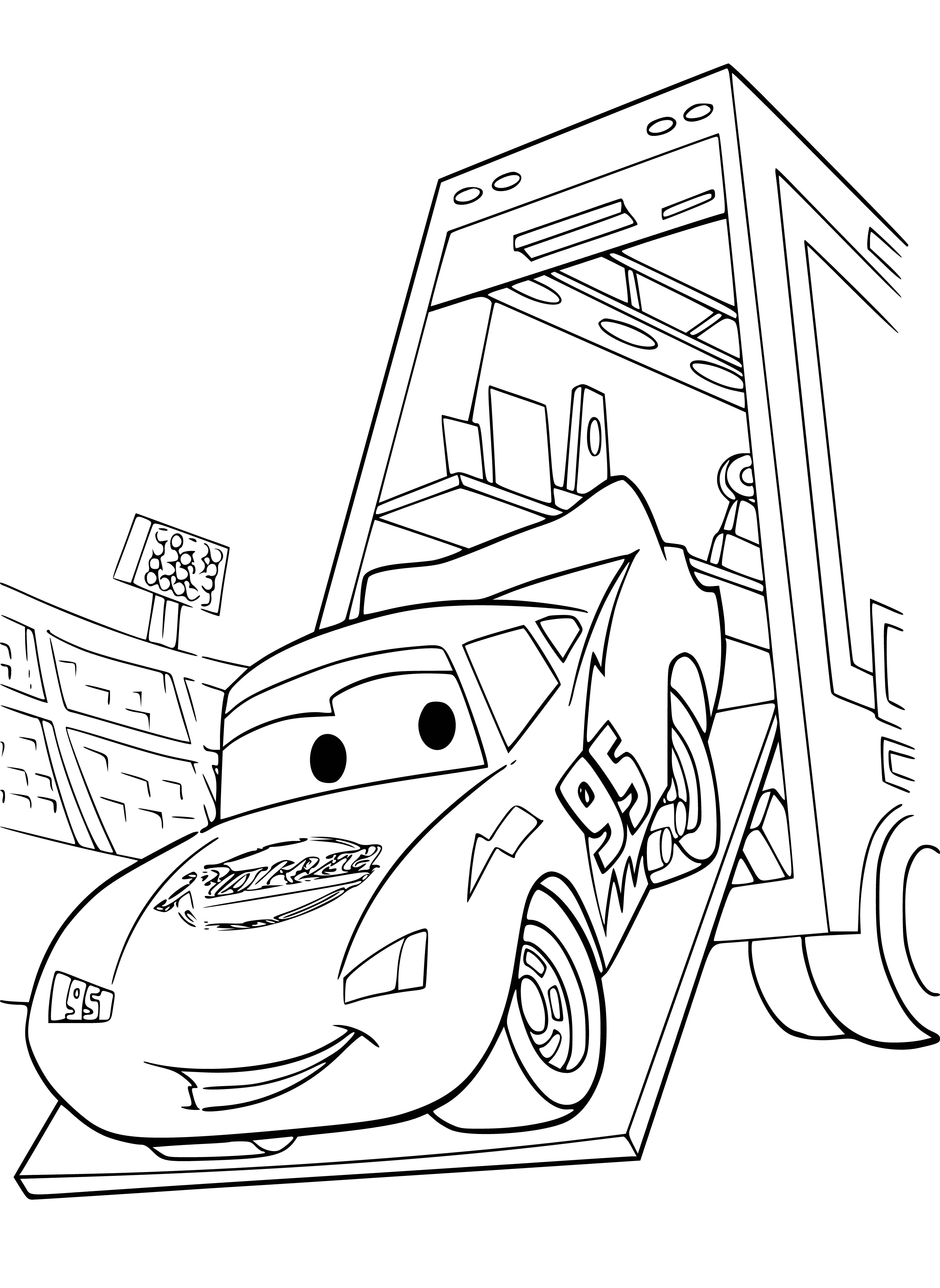 coloring page: He loves racing and dreams of being the best.

Lightning McQueen is an ambitious car who loves to race, determined to be the best.