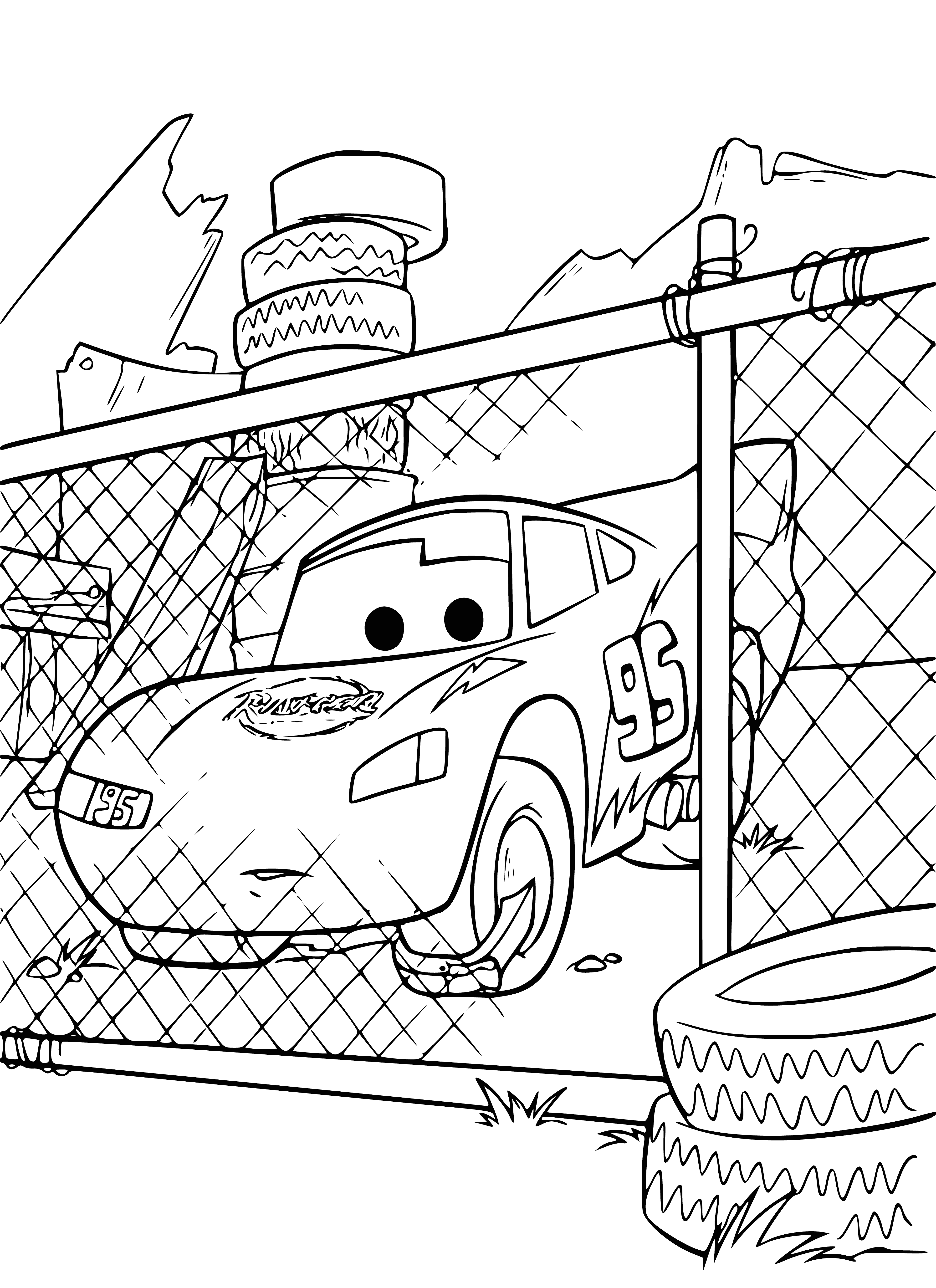 coloring page: Officer arresting person in car, placing hand on shoulder & asking them to exit; person appears to be complying.