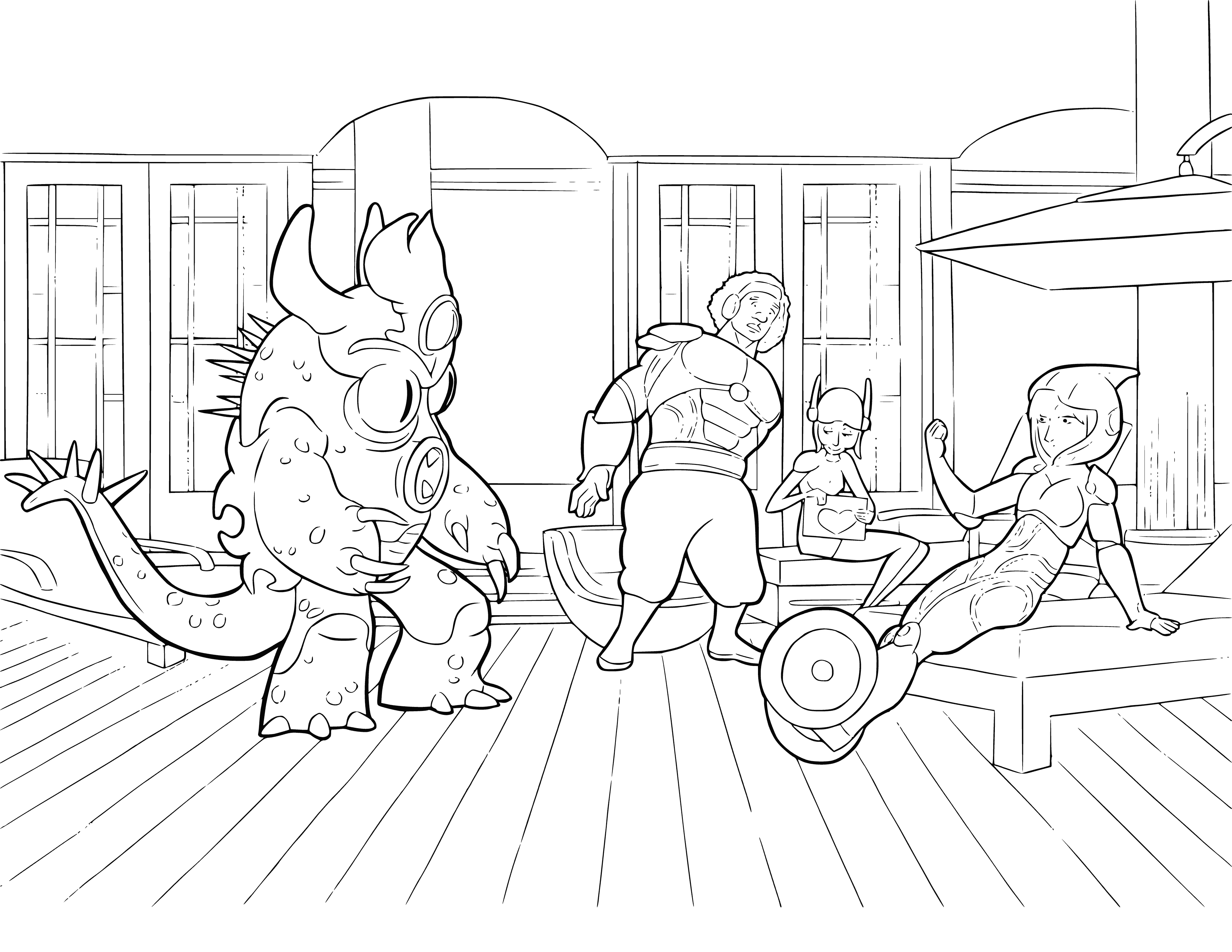 Heroes with battle suits coloring page