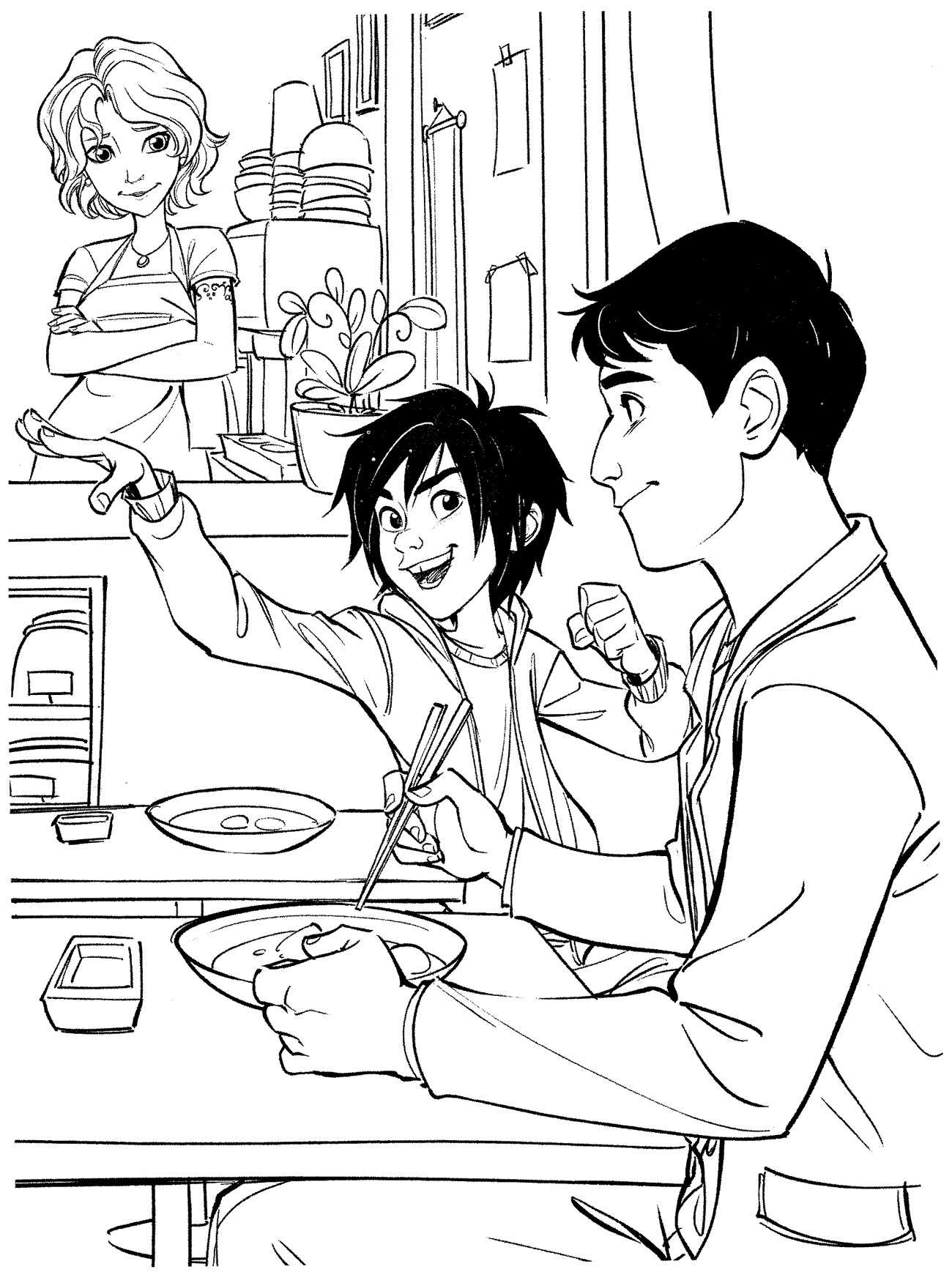 Tet Késs, Hiro Hamada with Tadashi's brother coloring page