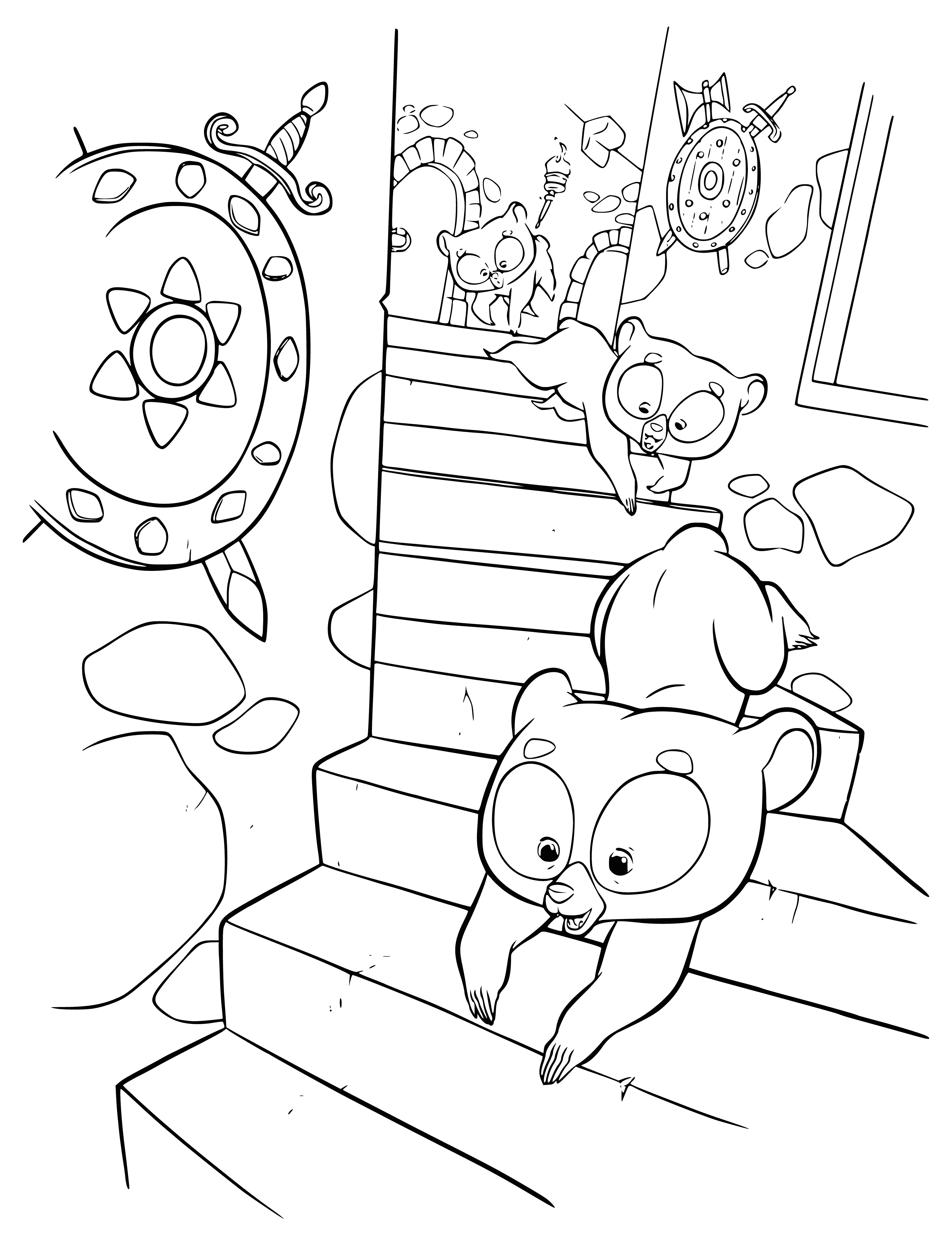 coloring page: -> Brave teddy bears on the run!