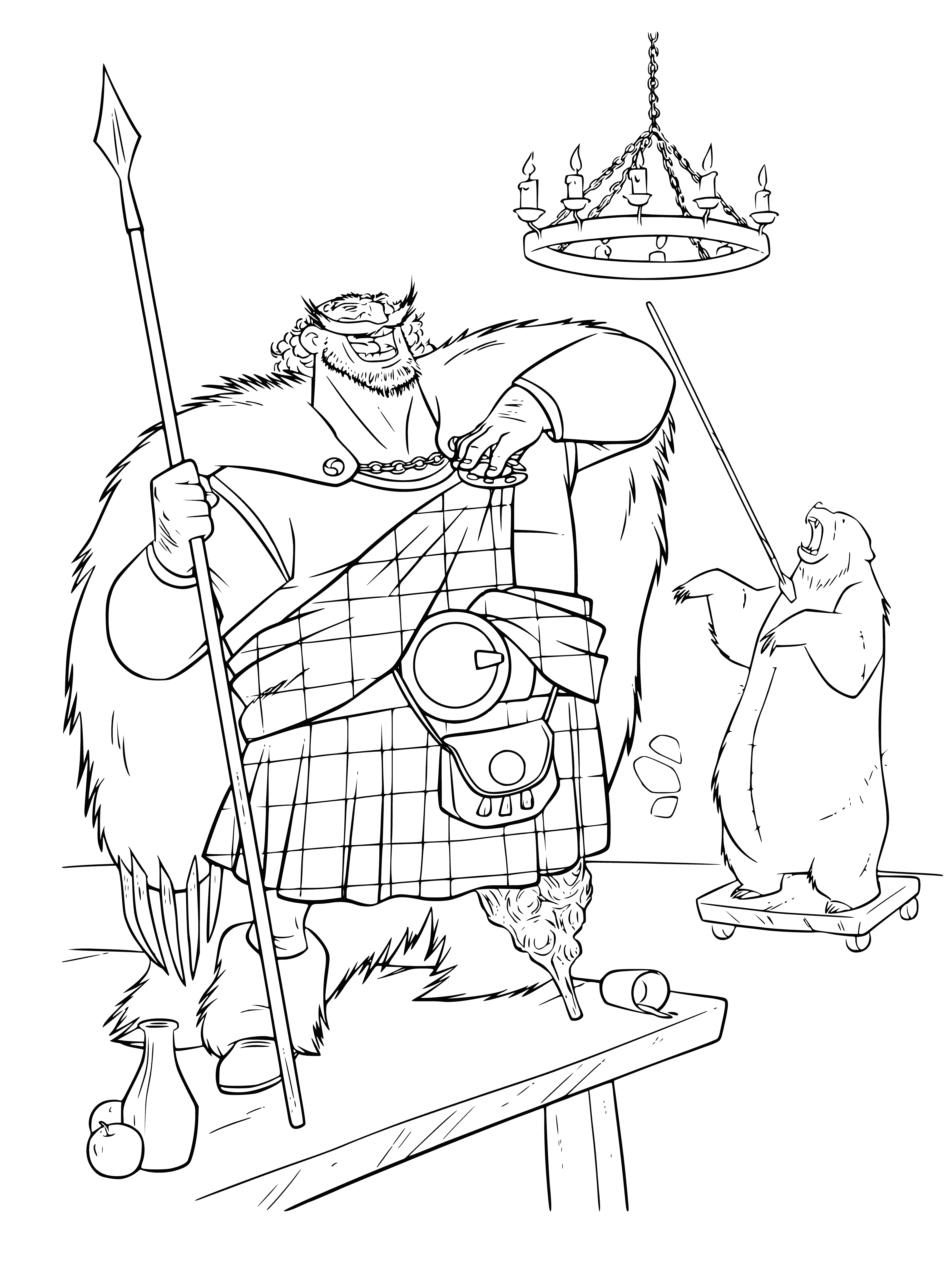 coloring page: King Fergus loves to hunt and is brave, strong and a beloved king.