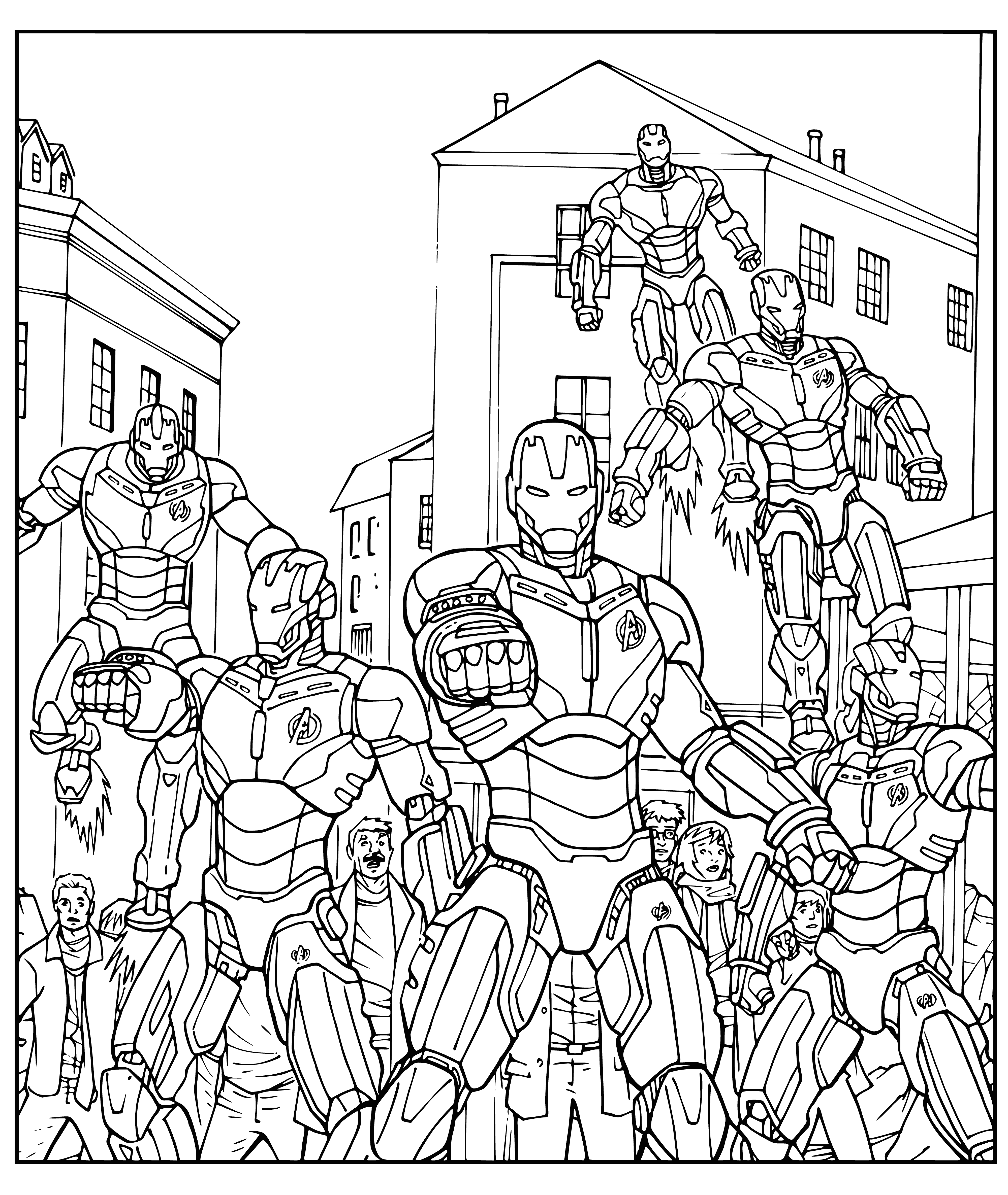 L'esercito di robot di Ultron pagina da colorare