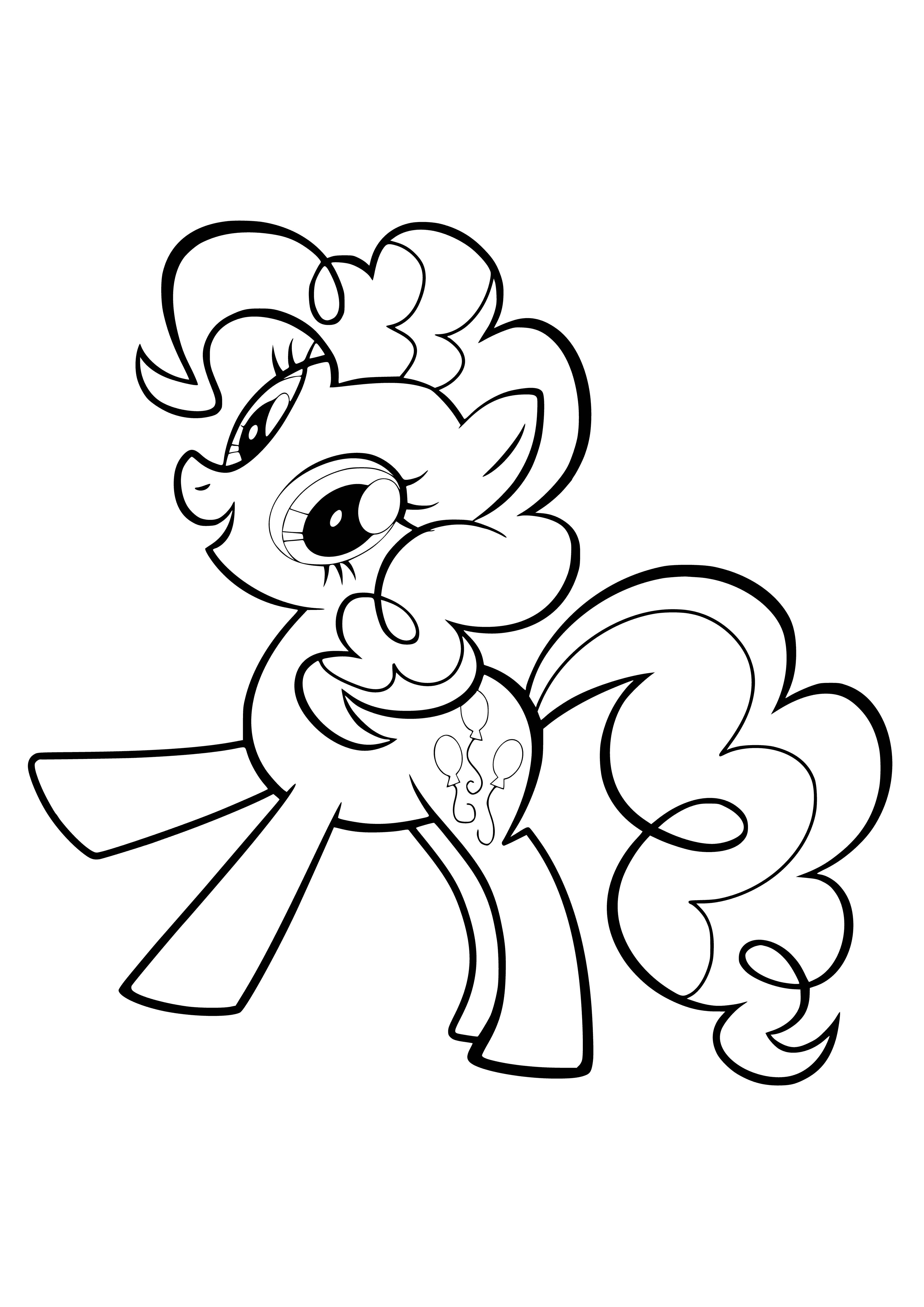 coloring page: Cheerful Pinkie Pie loves to party and bake delicious treats to make others smile. #MyLittlePony