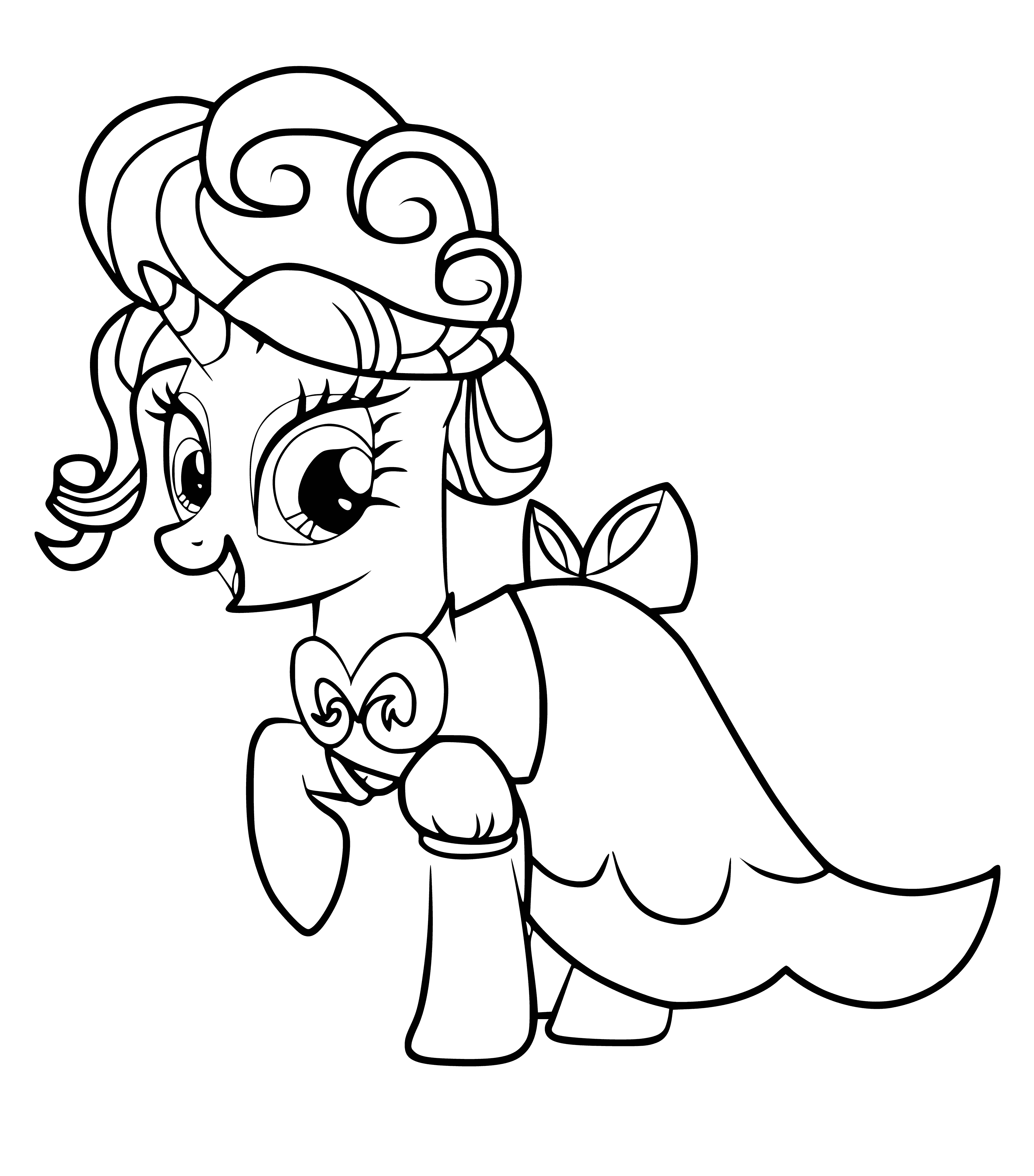 coloring page: This pony has a pink & white saddle, magenta coat, purple & white mane & a blue gem on its forehead. #PonyLife
