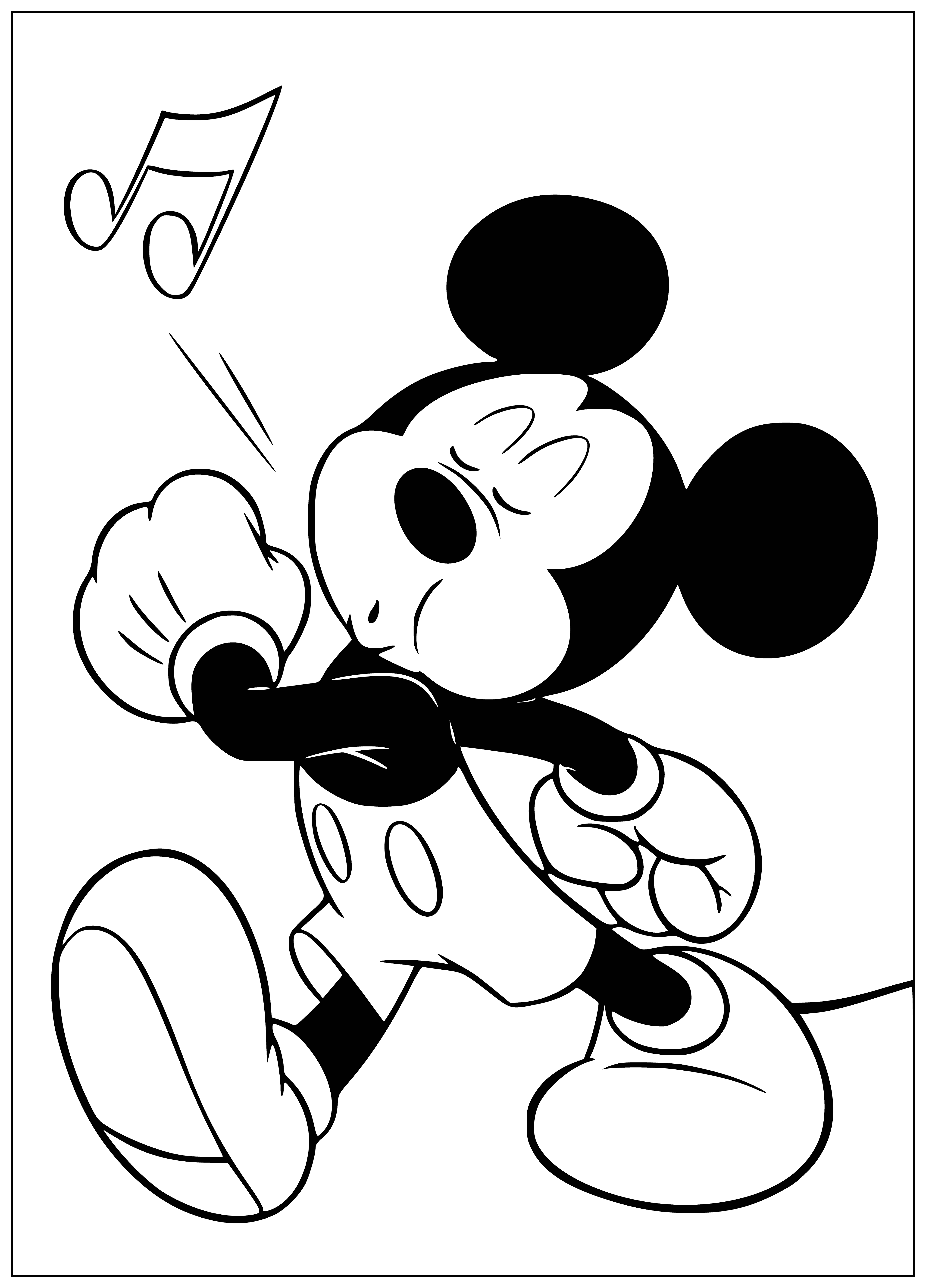 coloring page: Iconic cartoon character Mickey Mouse first appeared in 1928 and is now recognized worldwide.