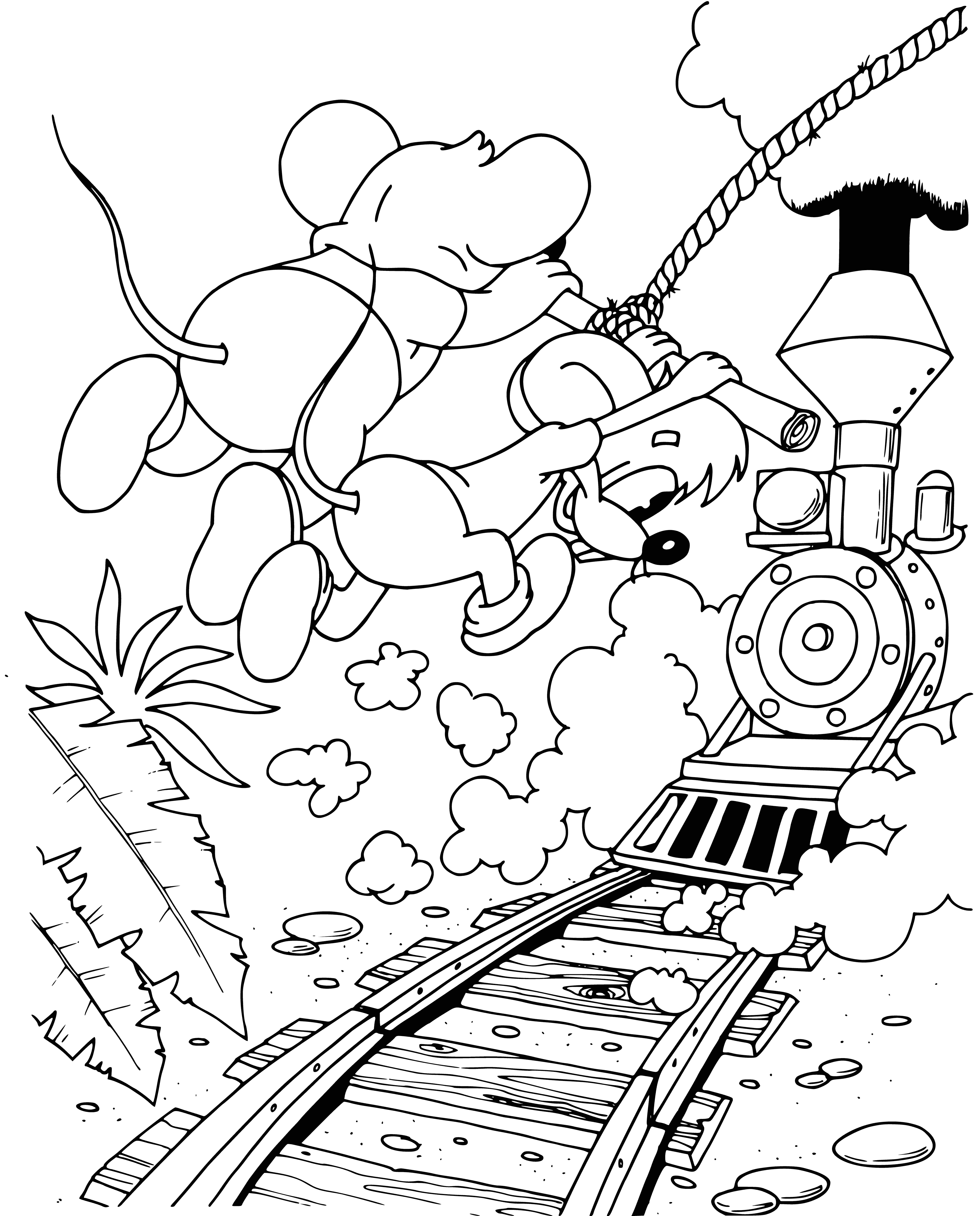 coloring page: Leopold the Cat stars in "Tarzanka", ready to take on whatever comes his way as he stands on a branch, looking at a jungle waterfall. #animals #adventure