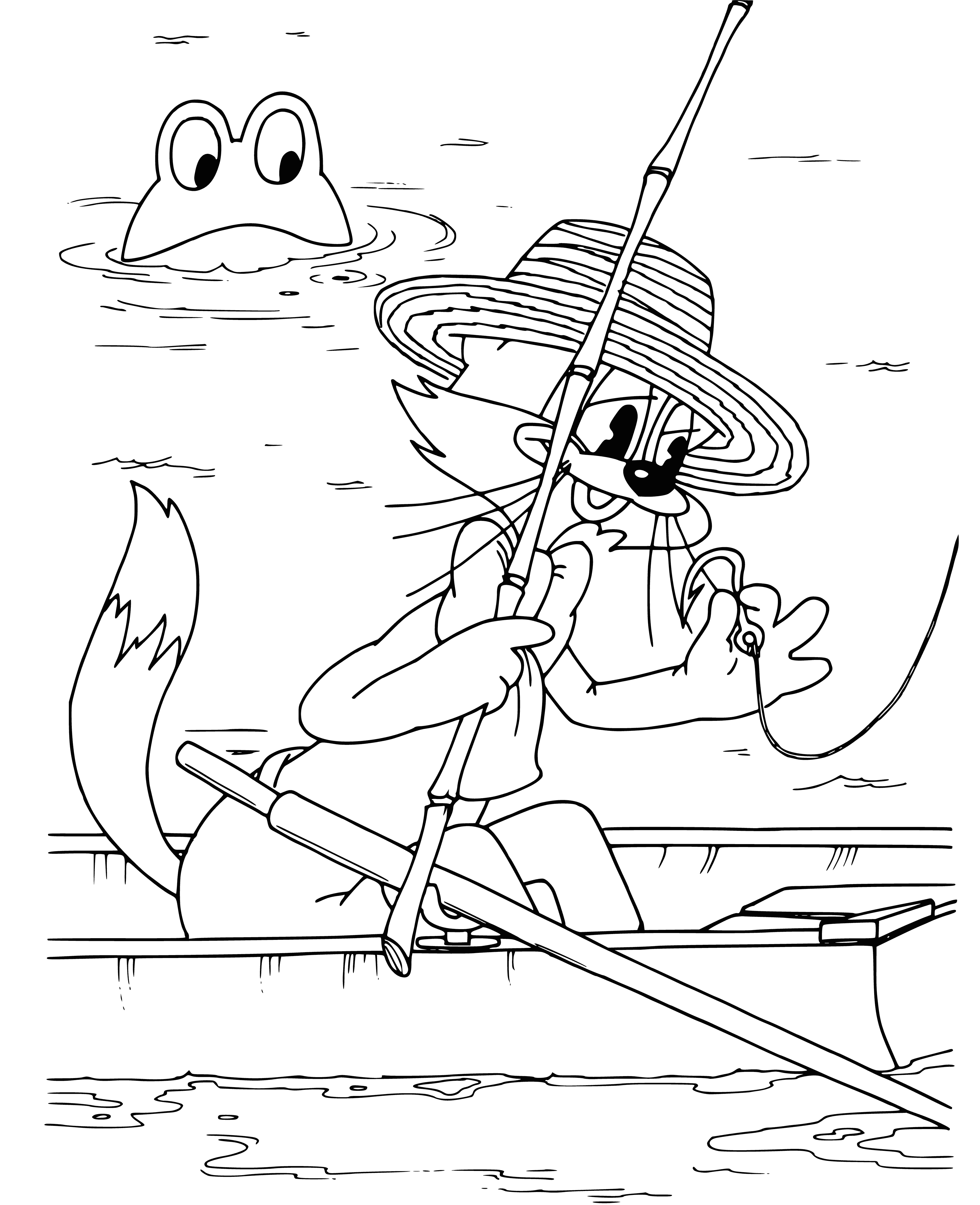 coloring page: Leopold the Cat is having a great time adventuring, climbing up a tree and leaping through the air.