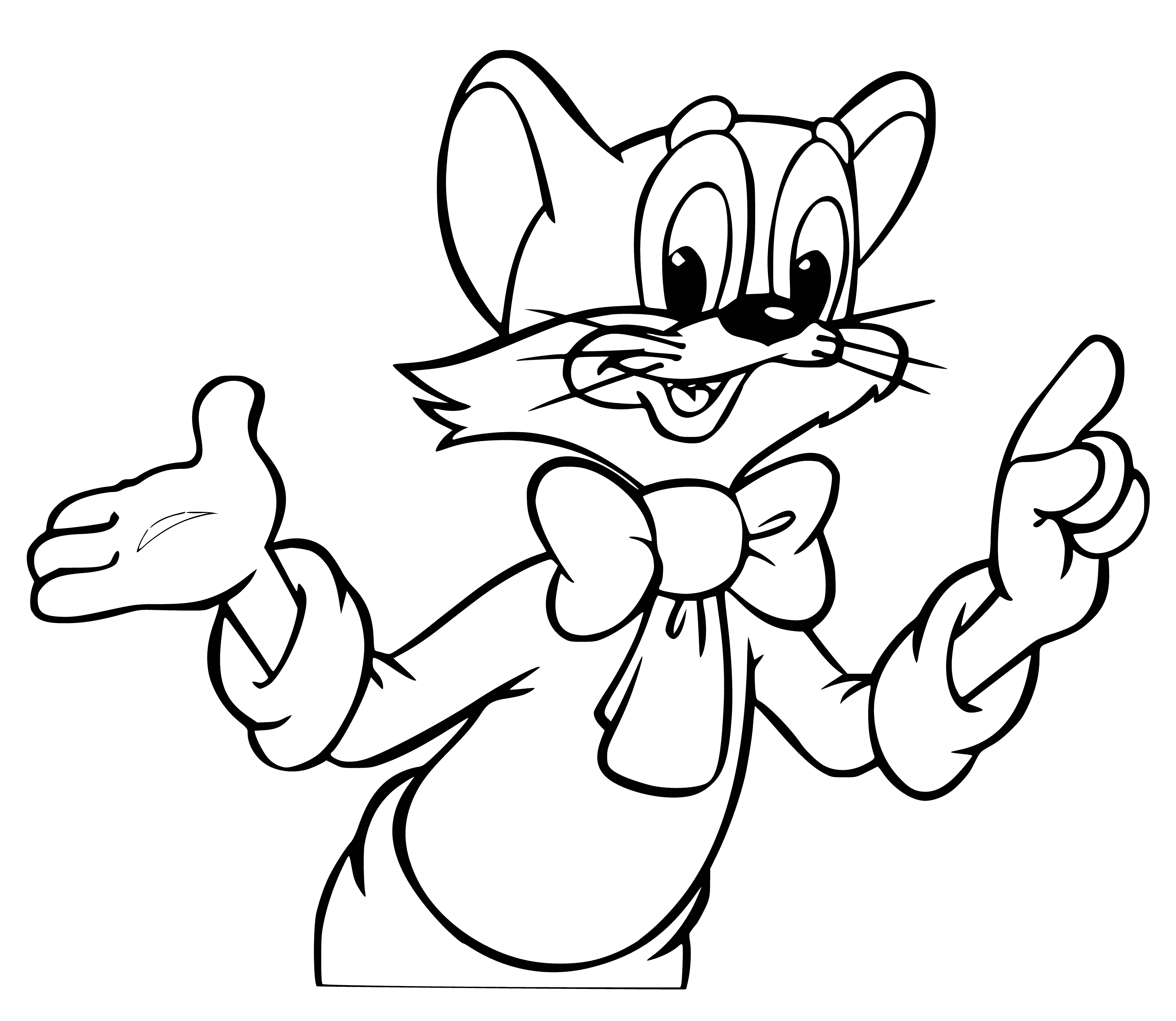 Cat Leopold with a smiling face and open hands
