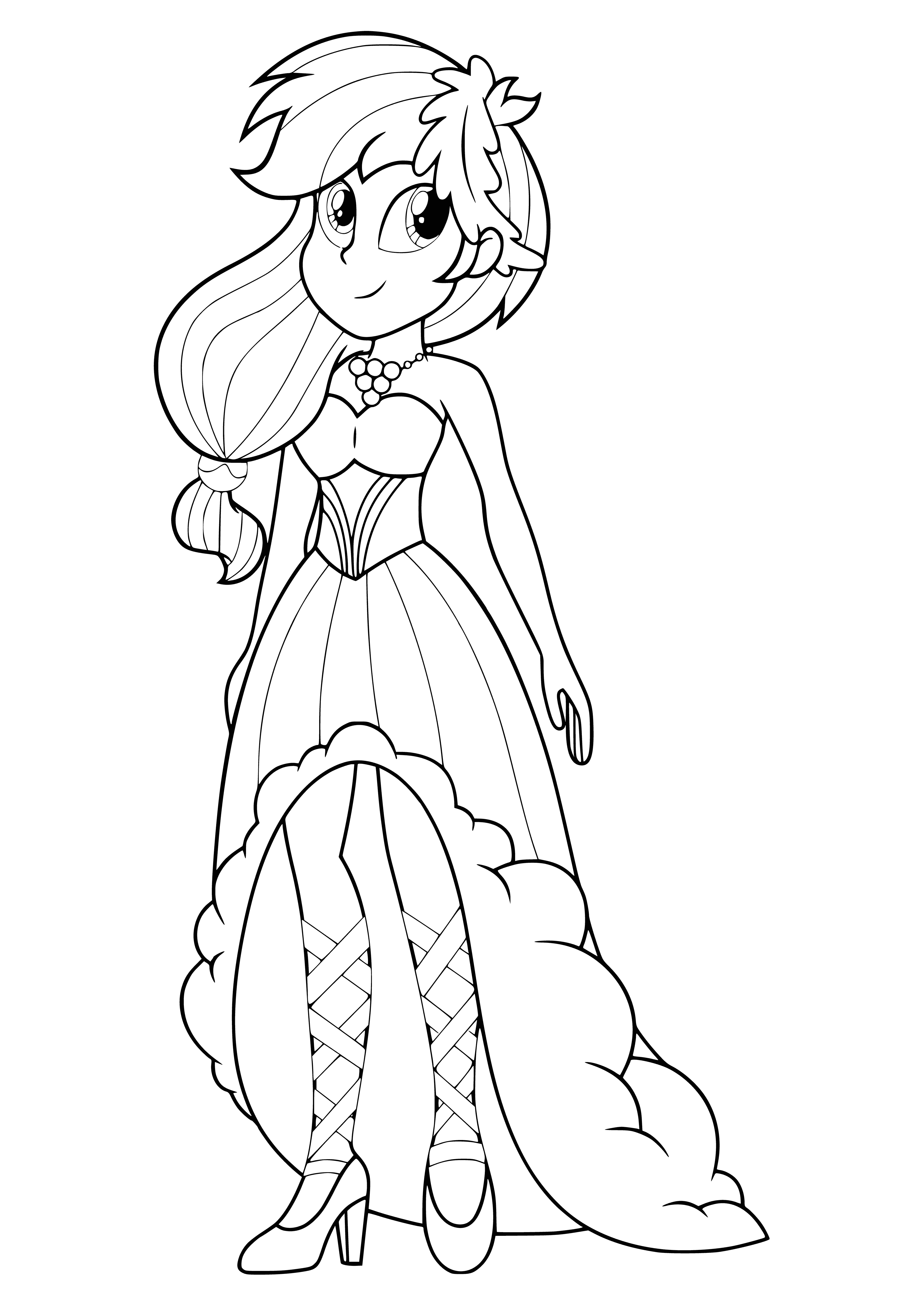 coloring page: She's ready to take on the world in a cape, rainbow-mane, and full of courage! #GirlPower