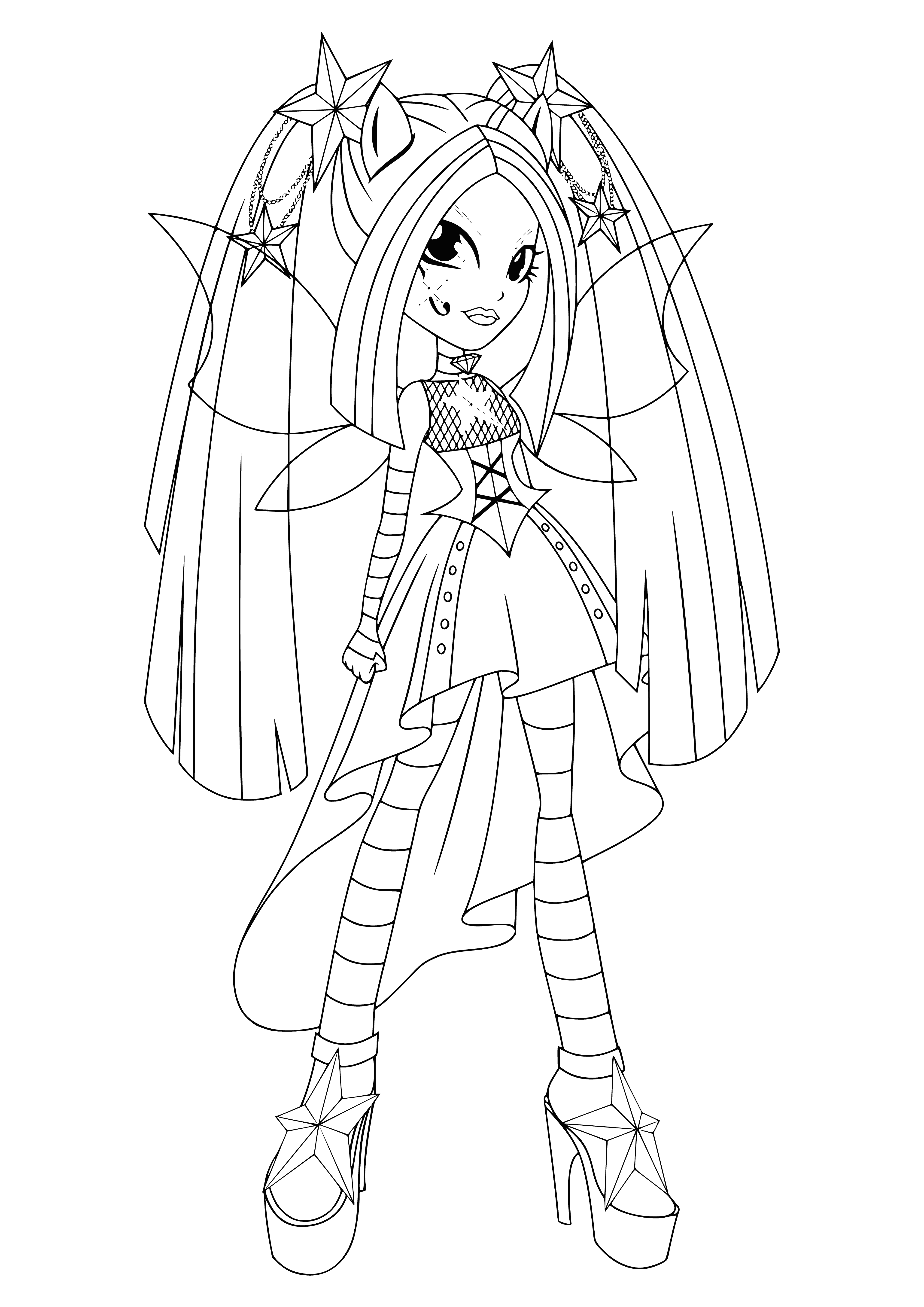 coloring page: Aria Blaze is a talented singer/lead guitarist in Rainbow Rock; confident and caring for her friends. #EGRR
