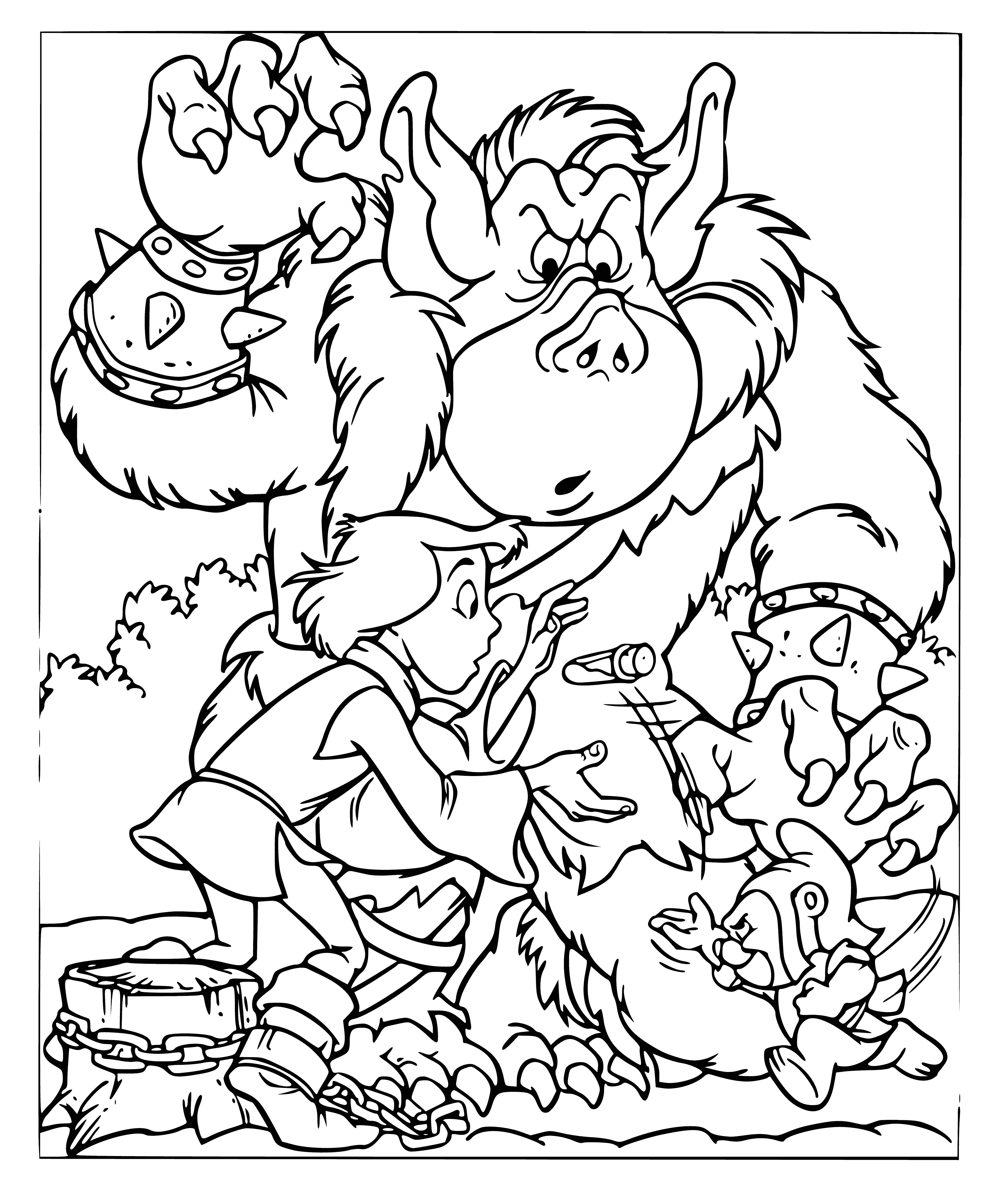 coloring page: Gummi Bears and Goblin Bears are two types of candies, shaped like bears. Gummi Bears are chewy and gummy while Goblin Bears are hard and crunchy. Gummi Bears are brown and Goblin Bears are green.