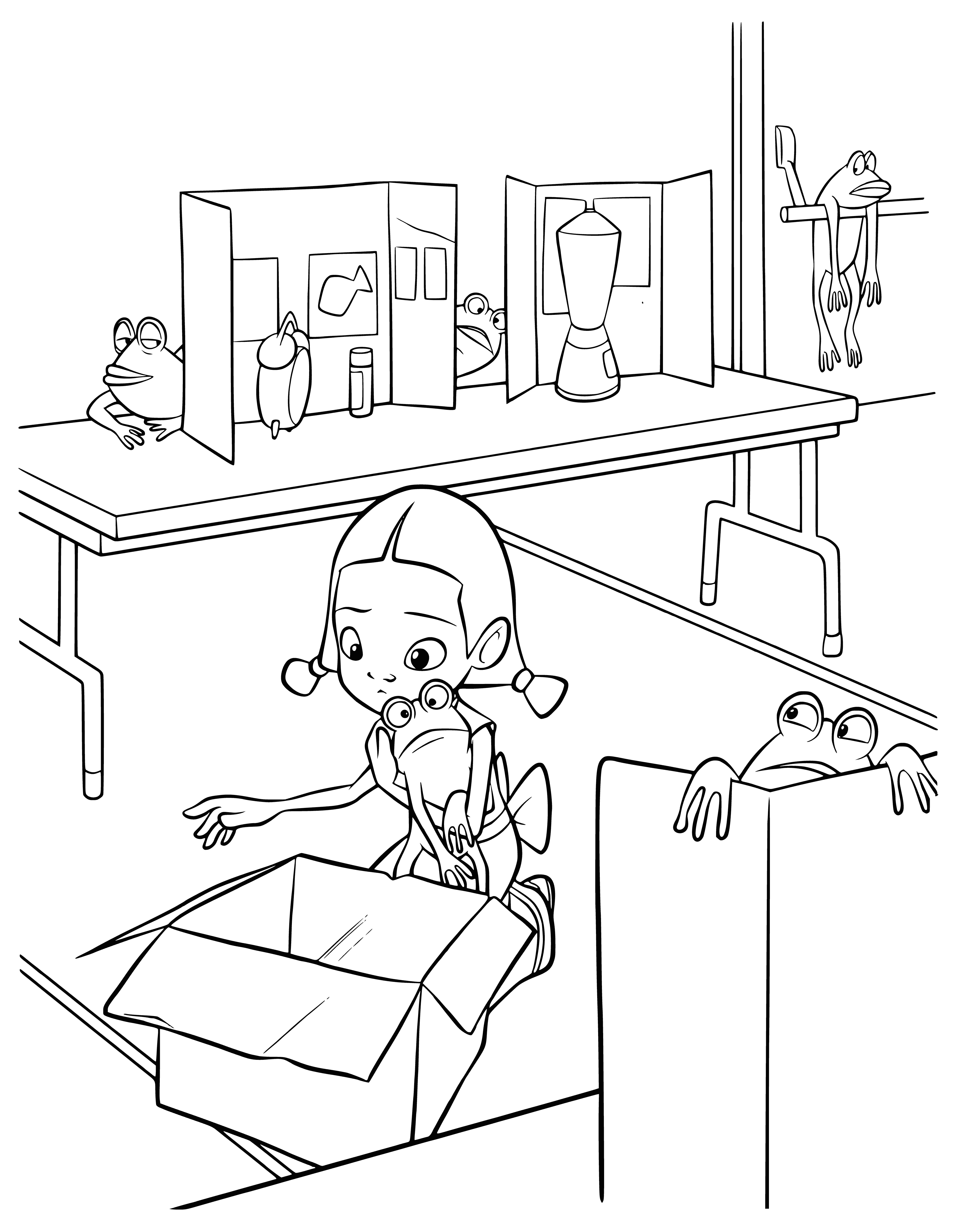 Trained frogs coloring page