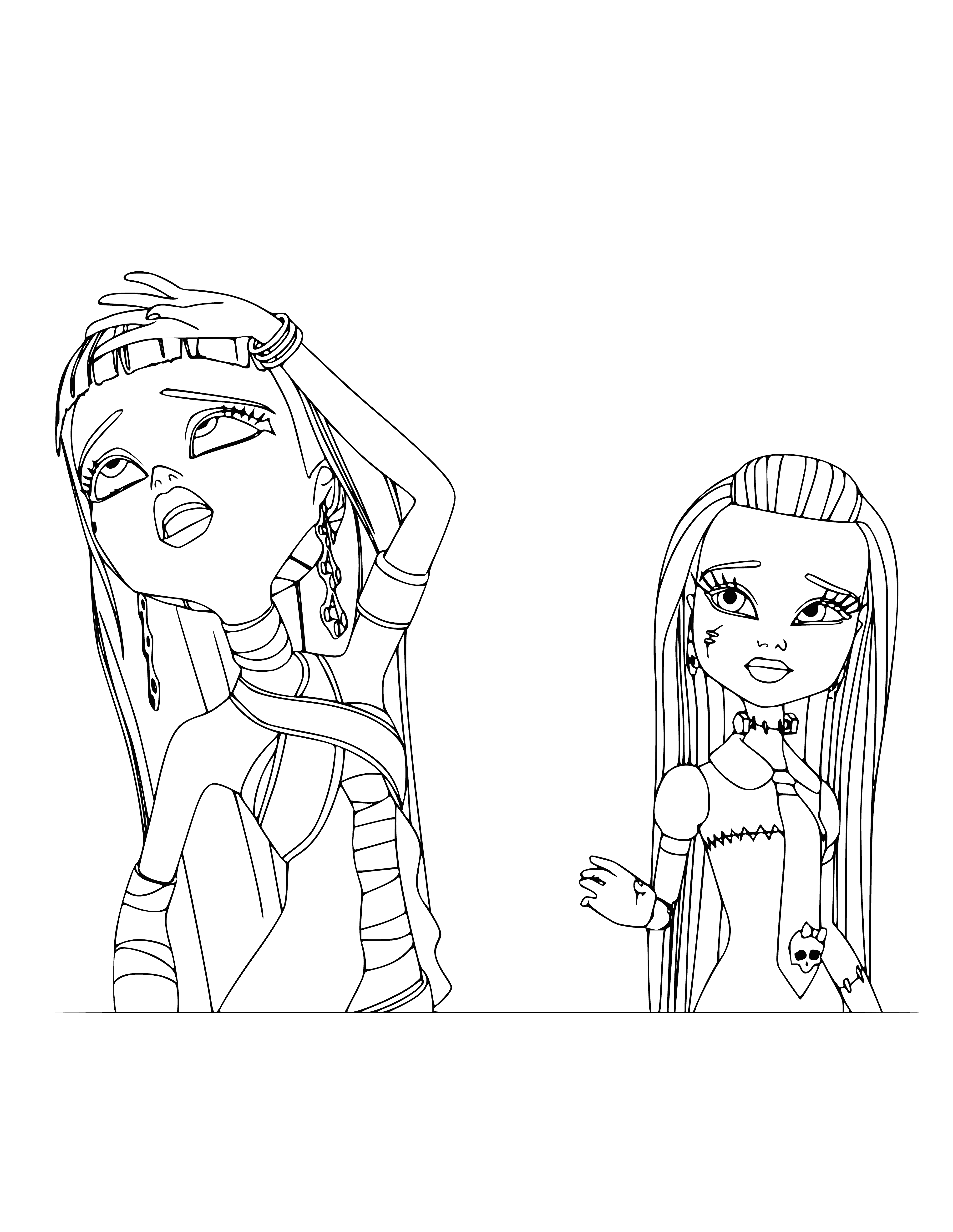 Colorear por Cleo de Nile y Frankie Stein de Monster High