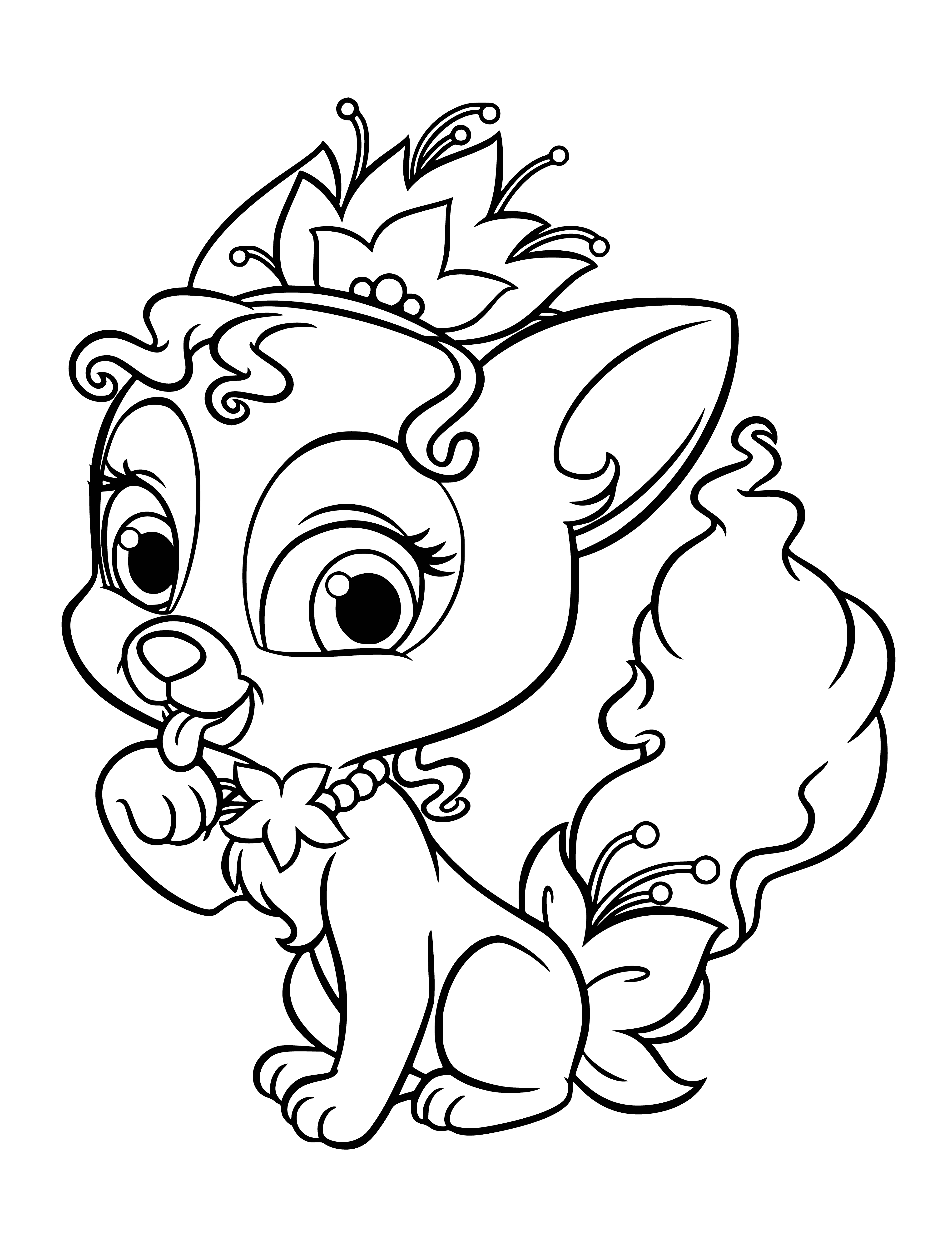 Lily;s kitten. Princess Tiana's pet coloring page