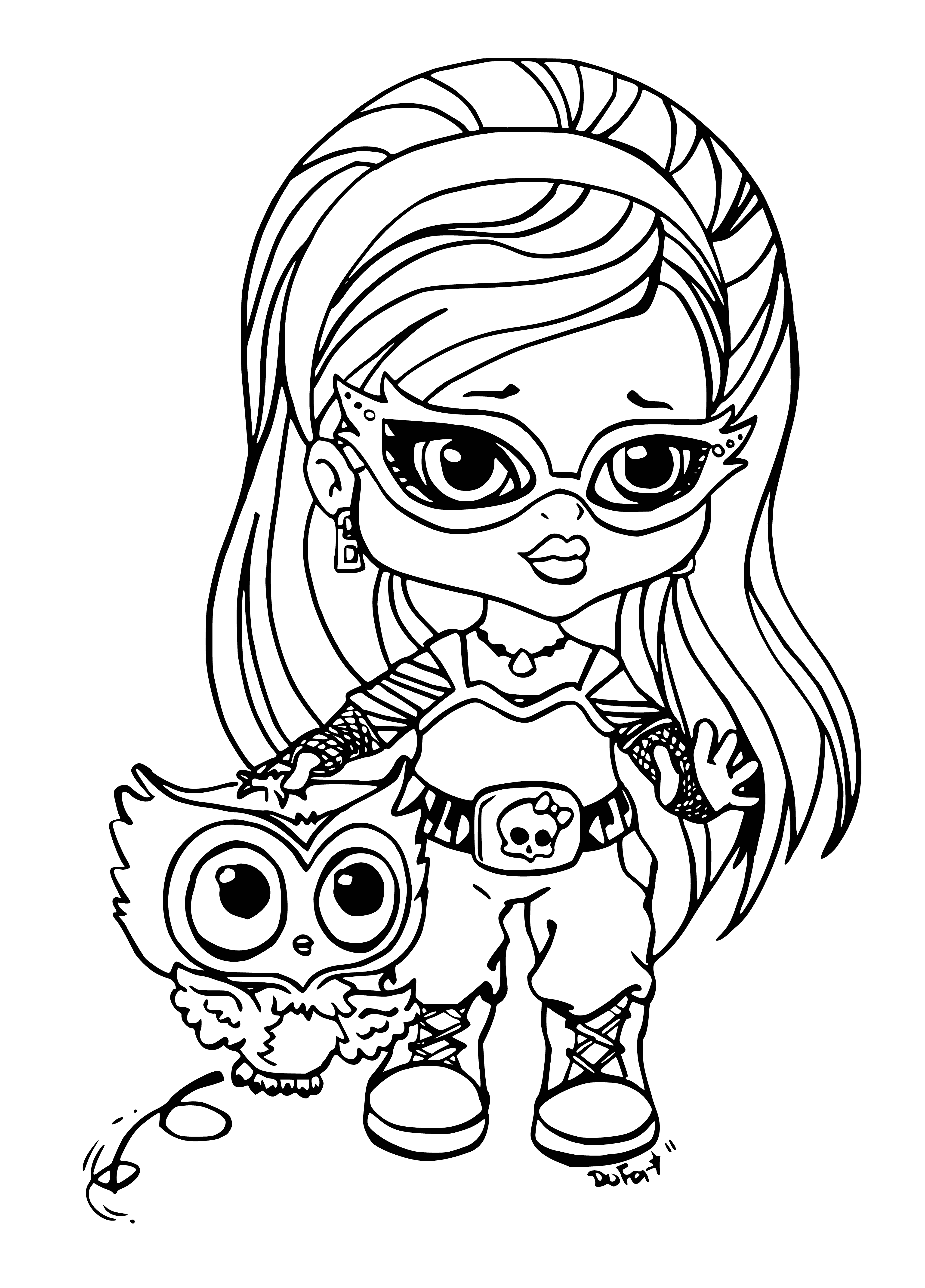Gulia Yelps with a pet coloring page
