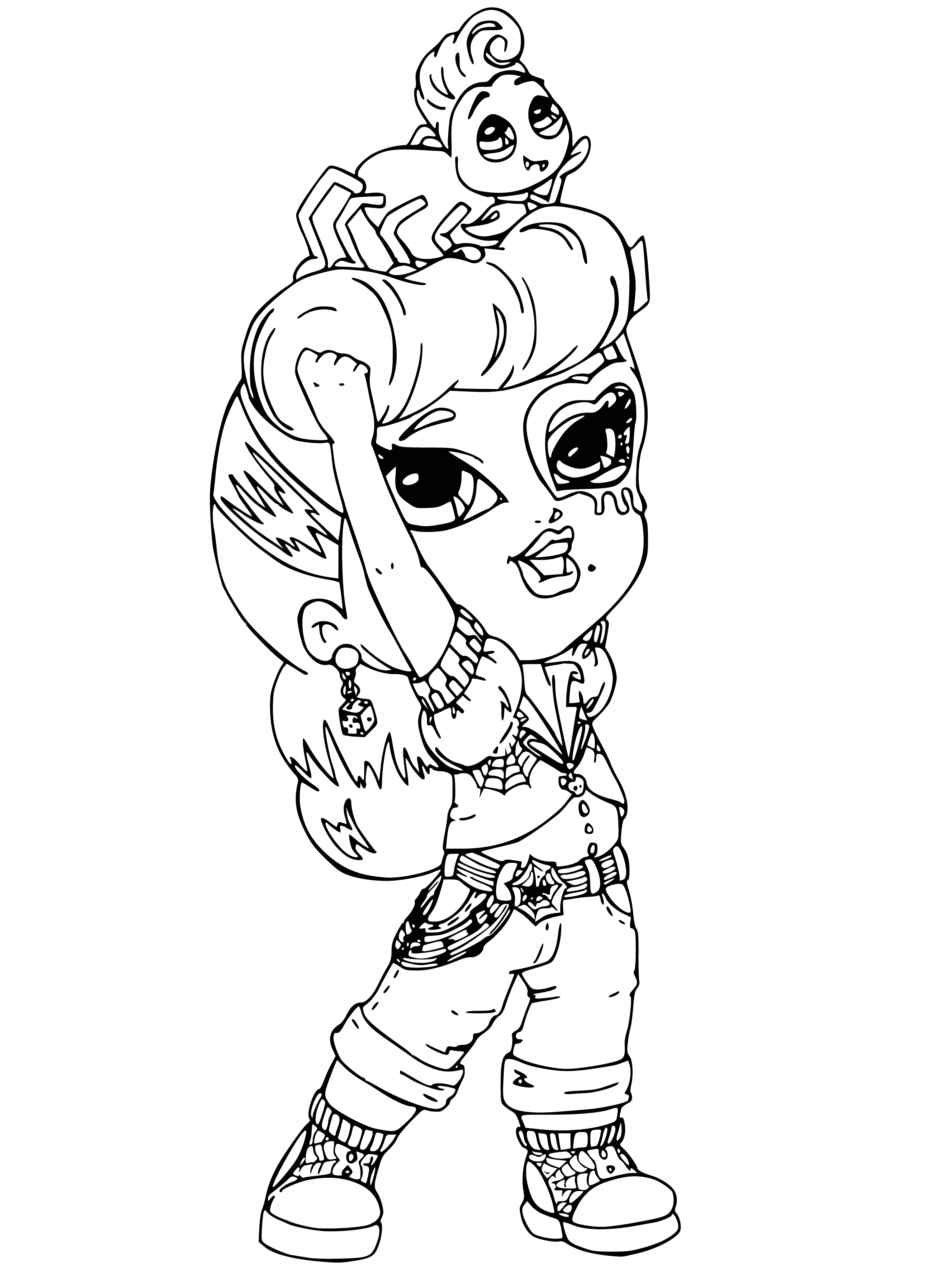 Little Operetta with a pet coloring page